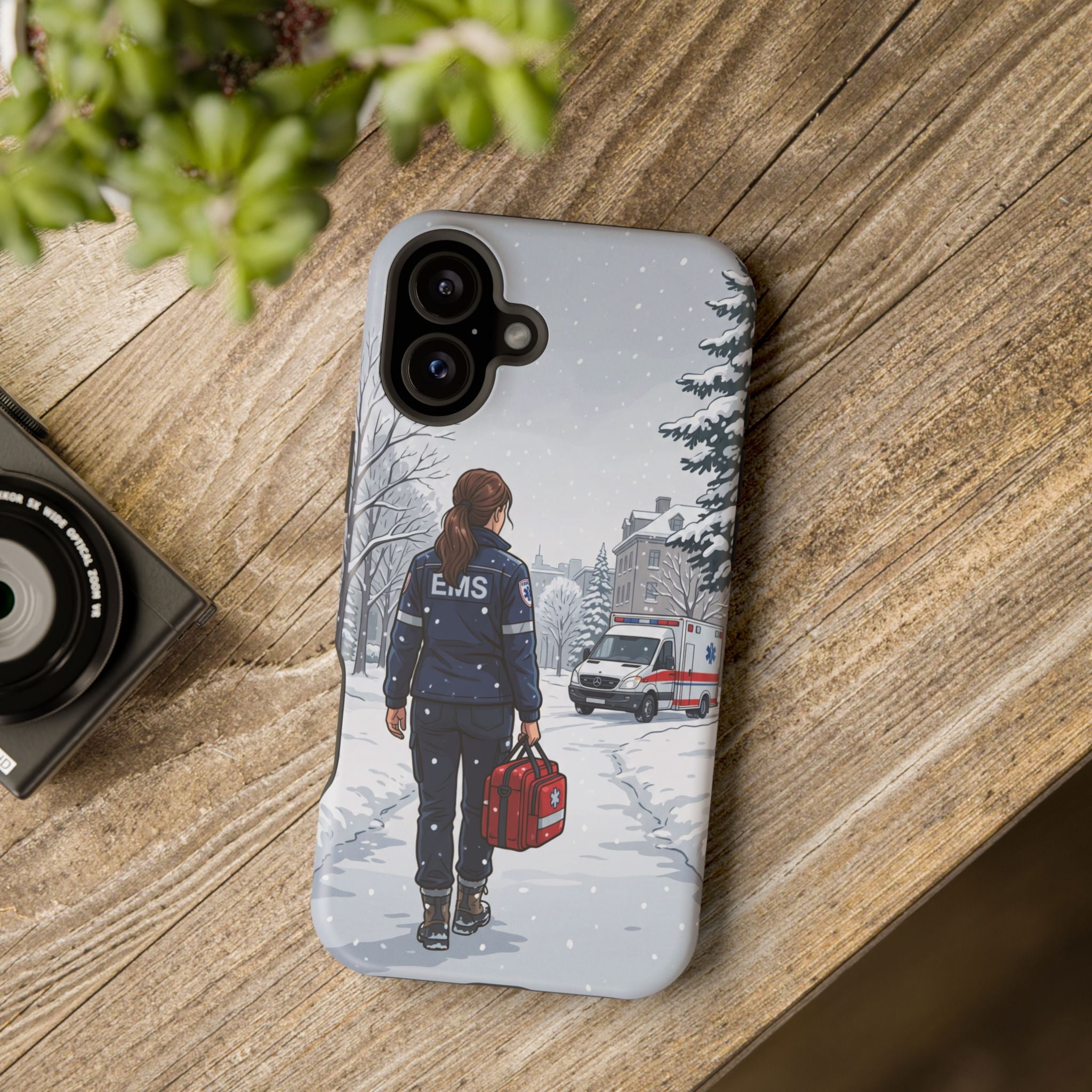 Paramedic/EMT Winter Phone Case — Magnetic Wireless Charging Cover
