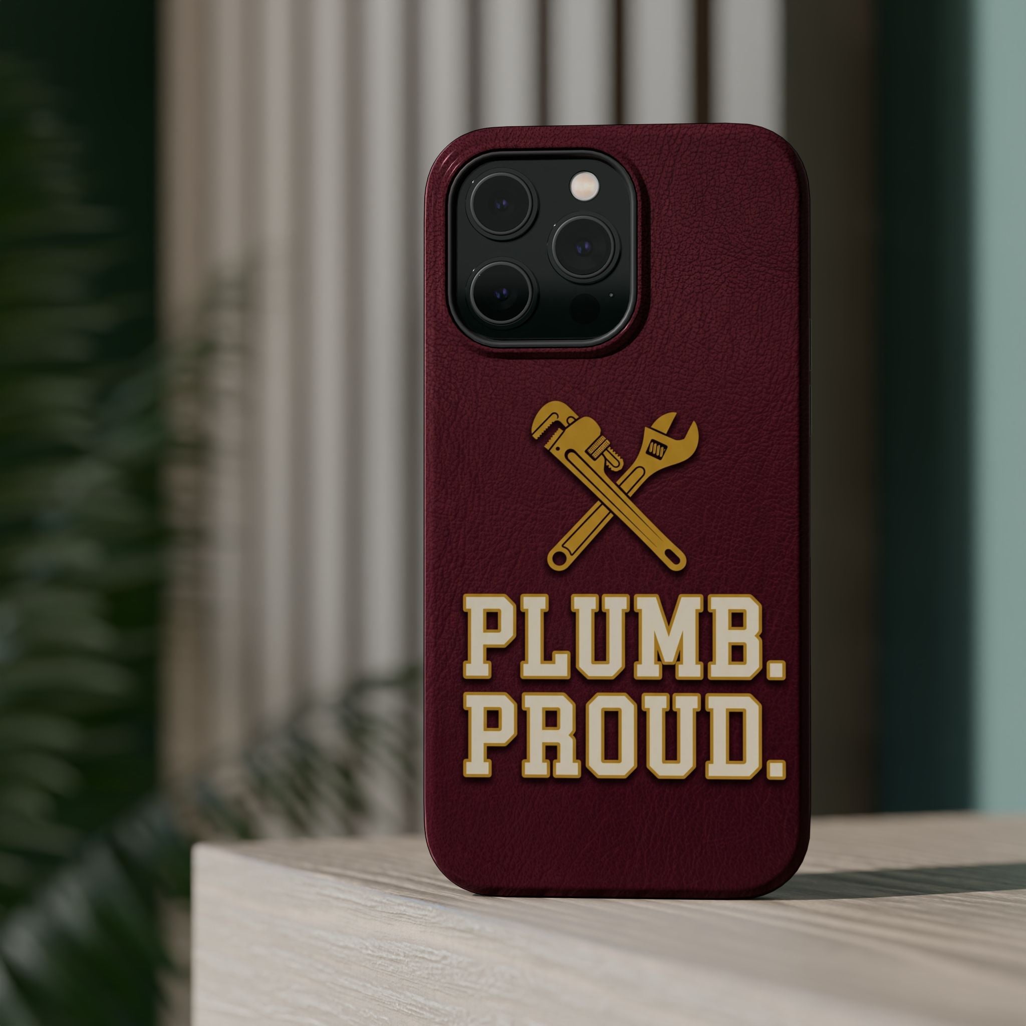Plumb. Proud. Phone Case — Crossed Wrenches Wireless Charging Cover