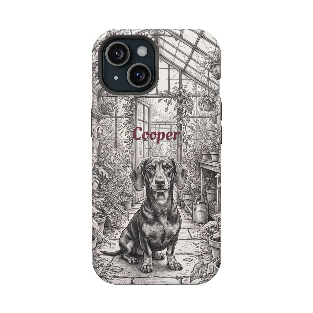Personalized Dachshund Vintage Greenhouse Phone Case — Wireless Charging Cover