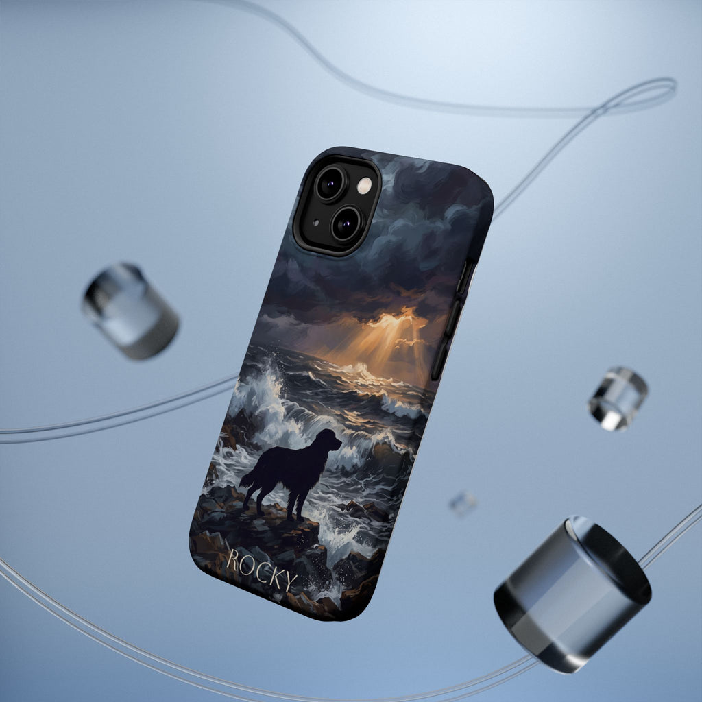 Personalized Golden Retriever Stormy Sea Phone Case — Wireless Charging Cover