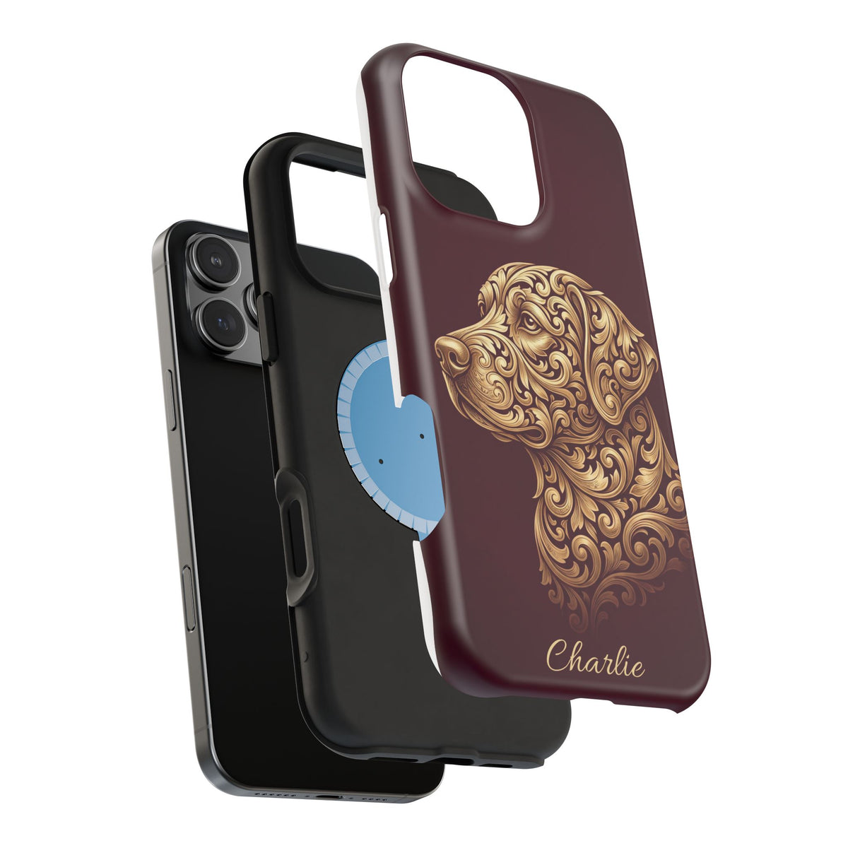 Personalized Gold Filigree Labrador Phone Case — Tough Magnetic Case with Wireless Charging