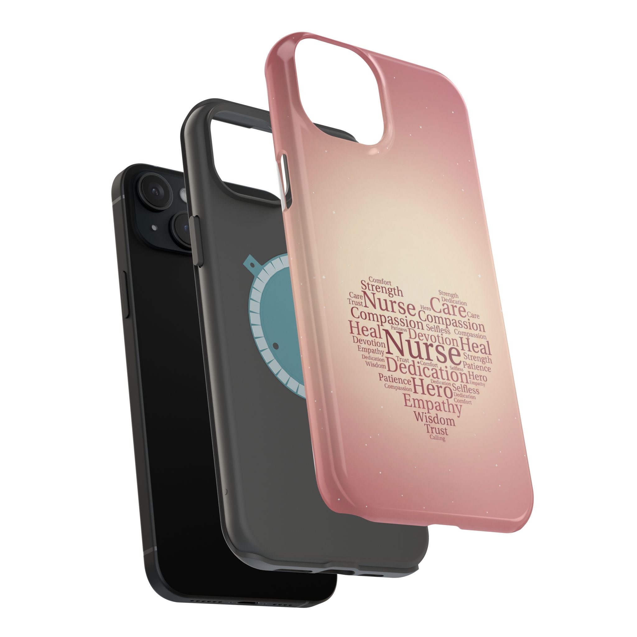 Nurse Heart Word Art Phone Case — Impact-Resistant Wireless Charging Cover
