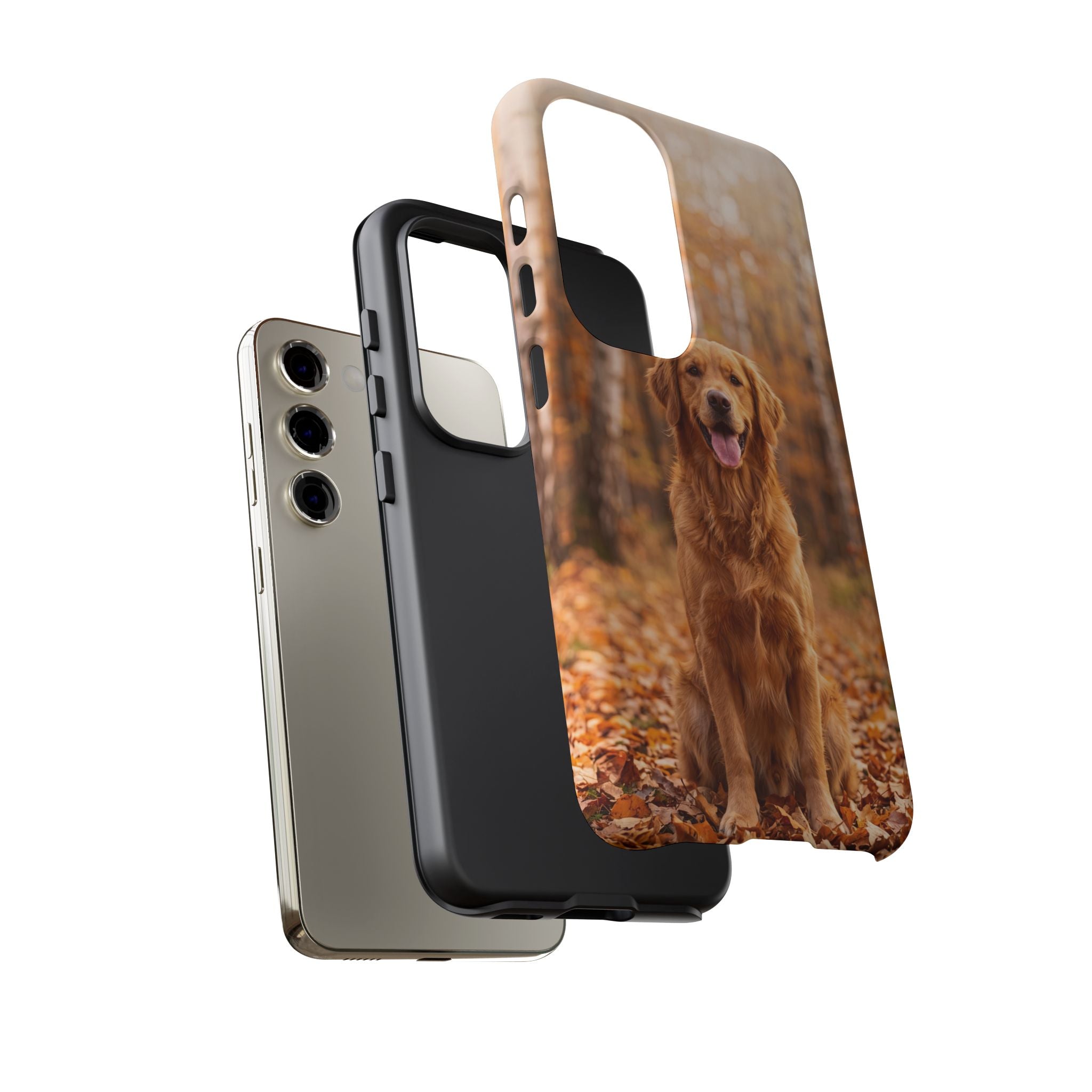 Golden Retriever Autumn Forest Phone Case | Happy Dog in Fall Foliage | Samsung & iPhone