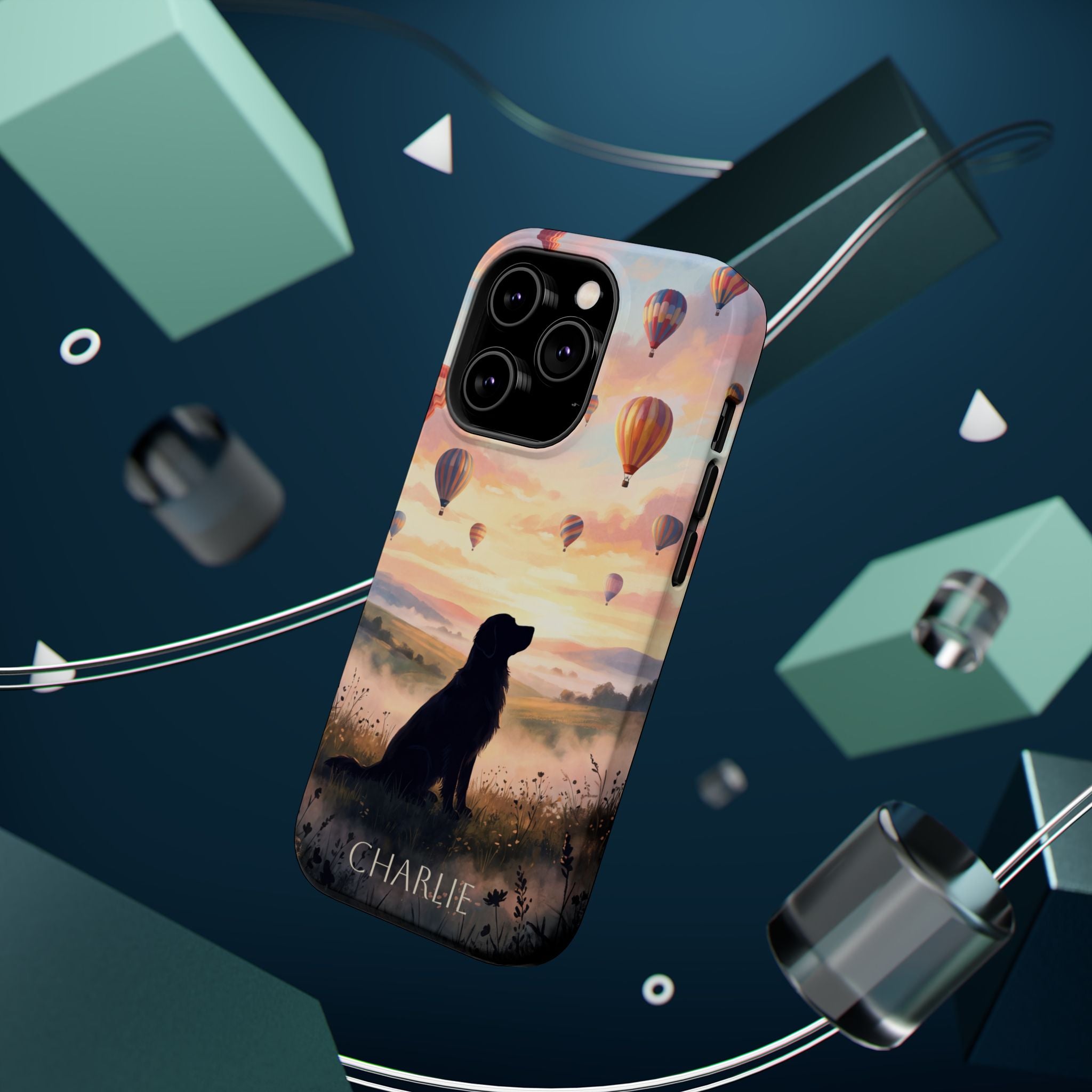 Personalized Golden Retriever Hot Air Balloon Phone Case — Wireless Charging Cover