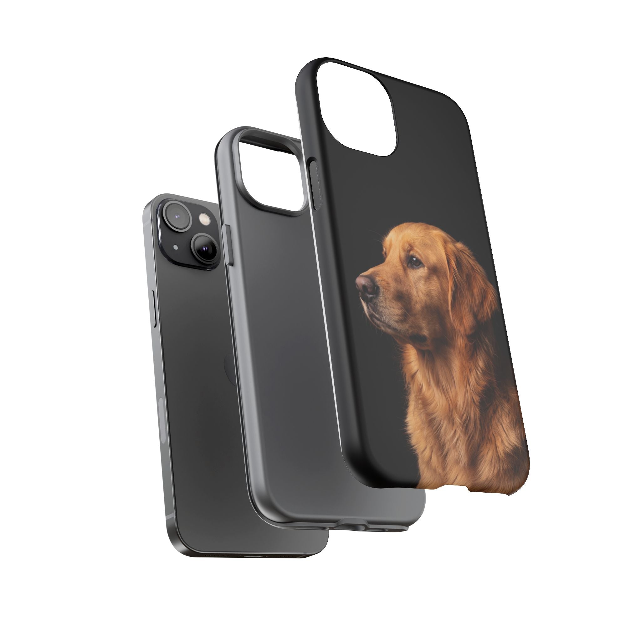 Golden Retriever Portrait Phone Case | Realistic Dog Photo on Black Background | iPhone & Samsung