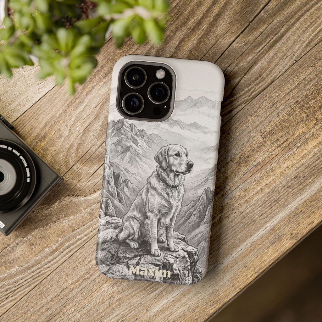 Personalized Golden Retriever Mountain Peak Phone Case — Wireless Charging Cover
