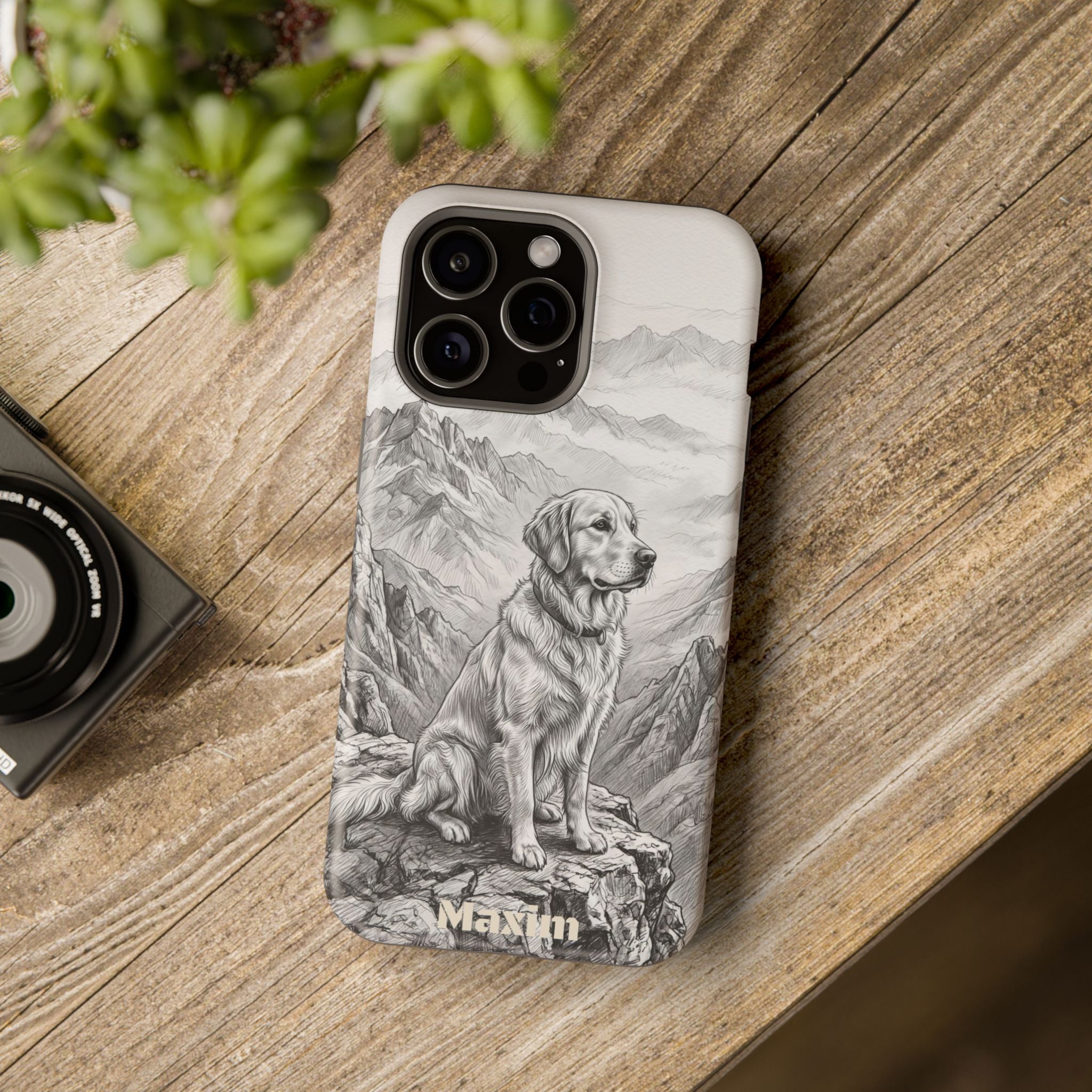 Personalized Golden Retriever Mountain Peak Phone Case — Wireless Charging Cover