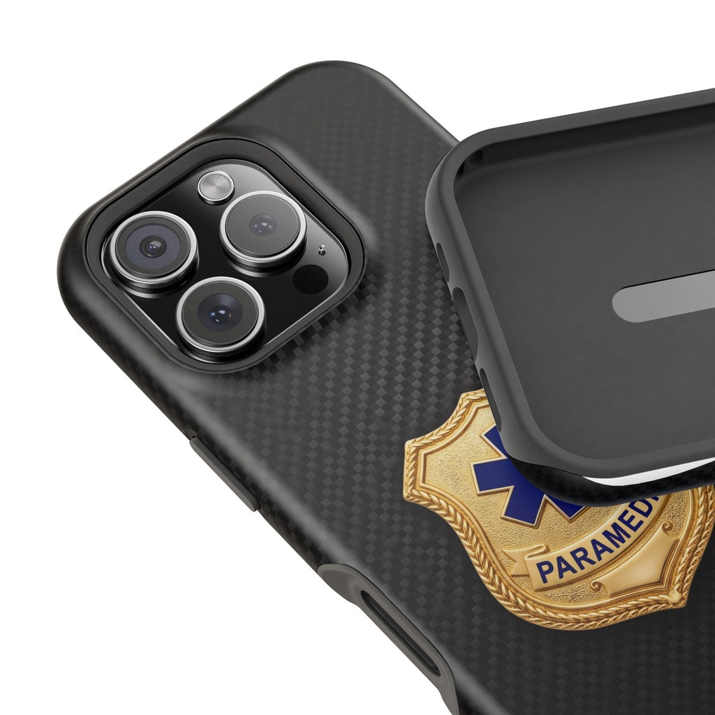 Gold Paramedic Badge Black Phone Case — Magnetic Wireless Charging Cover