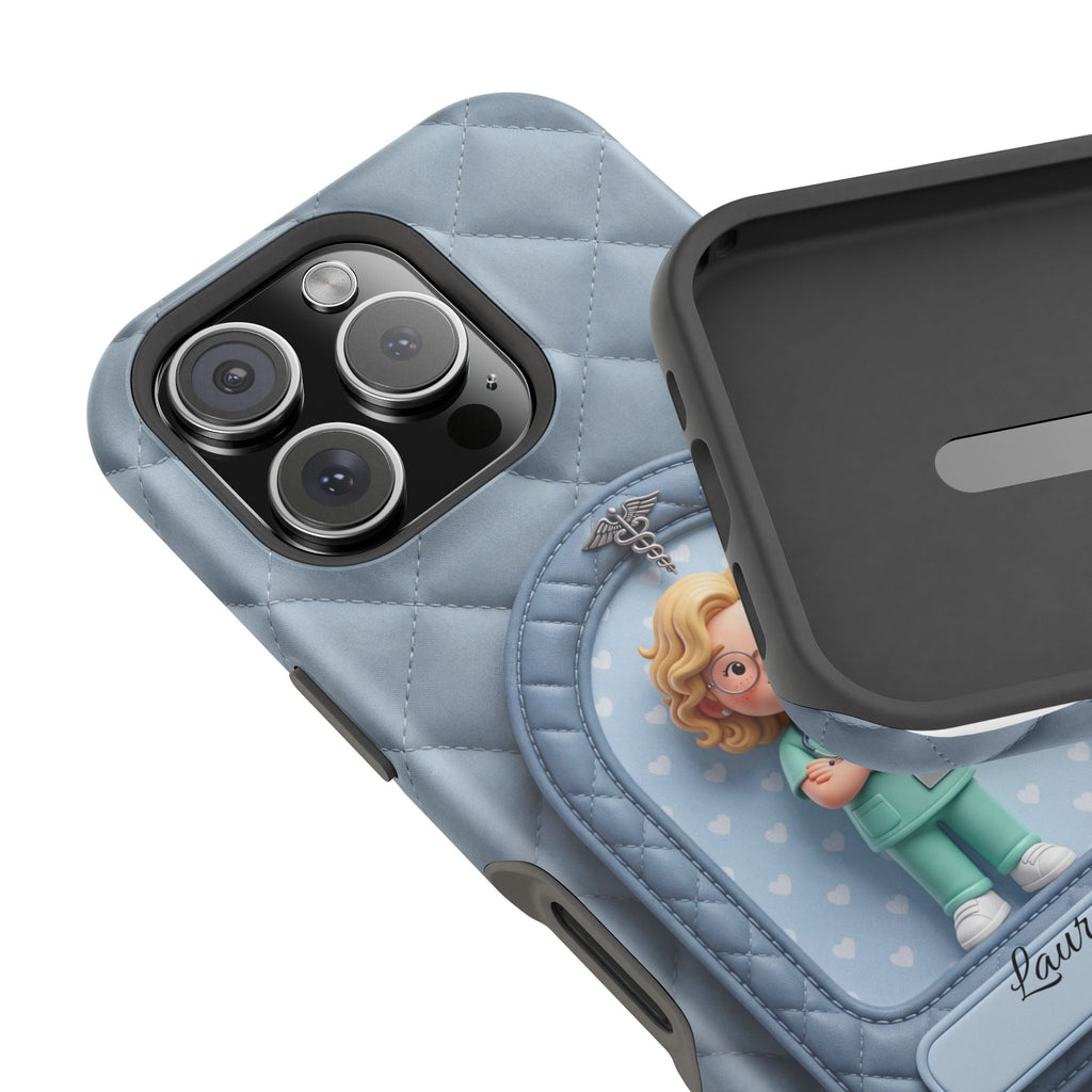 Personalized Quilted Nurse Phone Case — Wireless Charging Cover