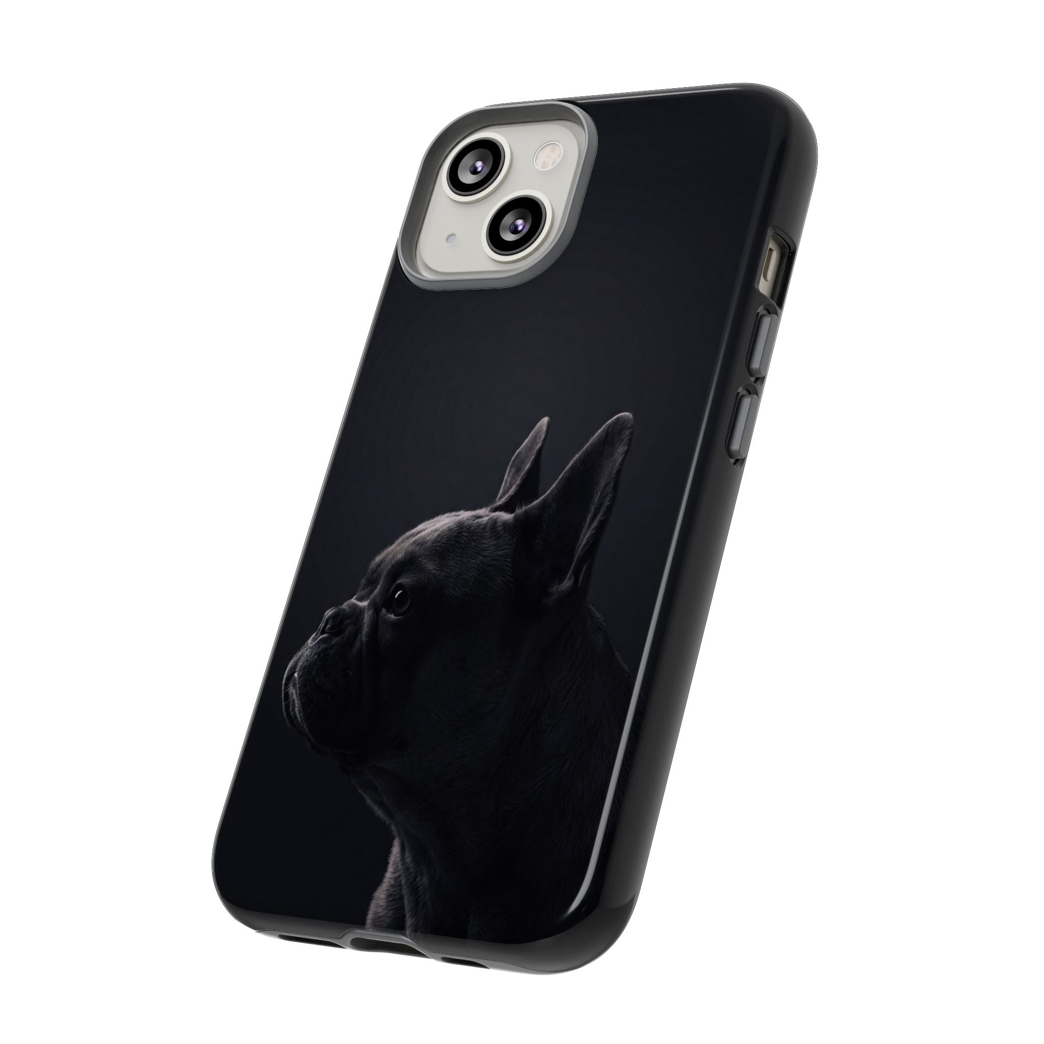 Silhouette French Bulldog Phone Case | Minimalist Black-on-Black Frenchie Profile | iPhone & Samsung