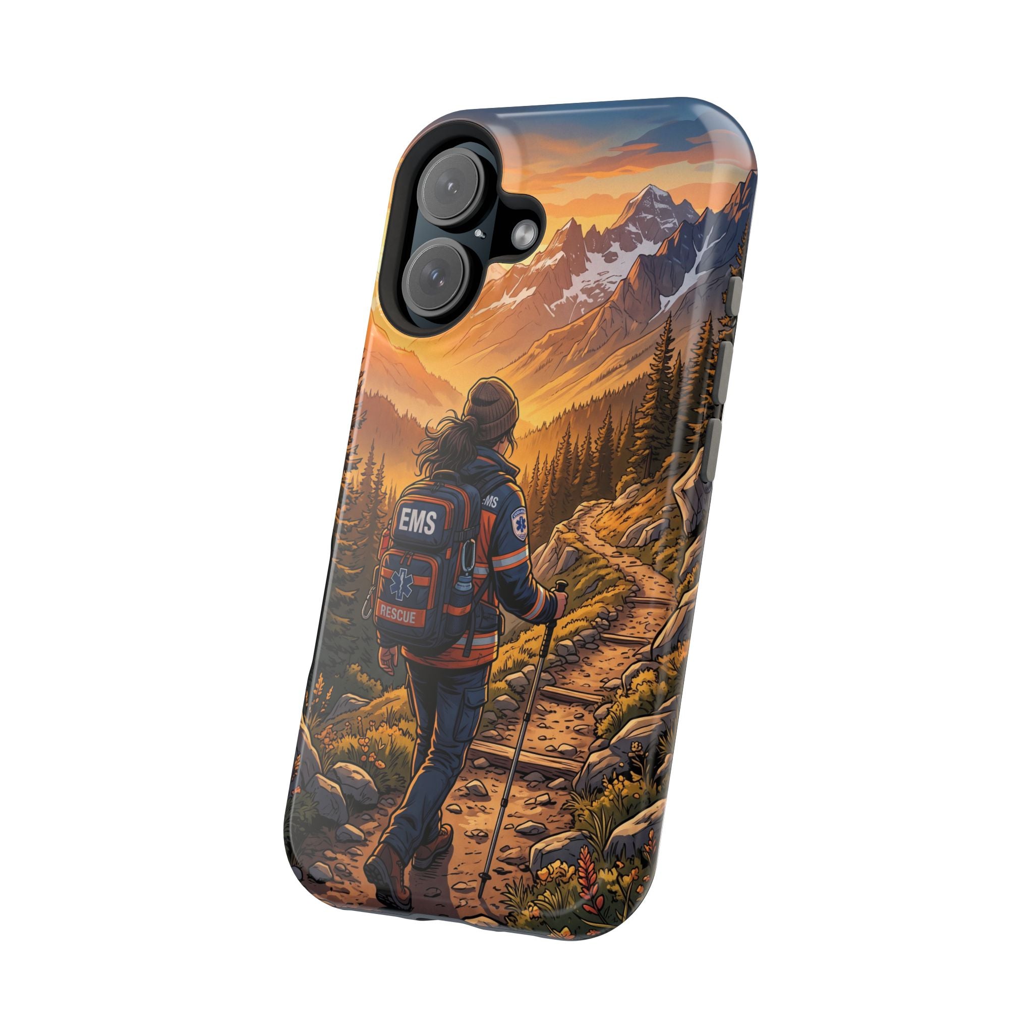 Paramedic/EMT Mountain Phone Case — Magnetic Wireless Charging Cover