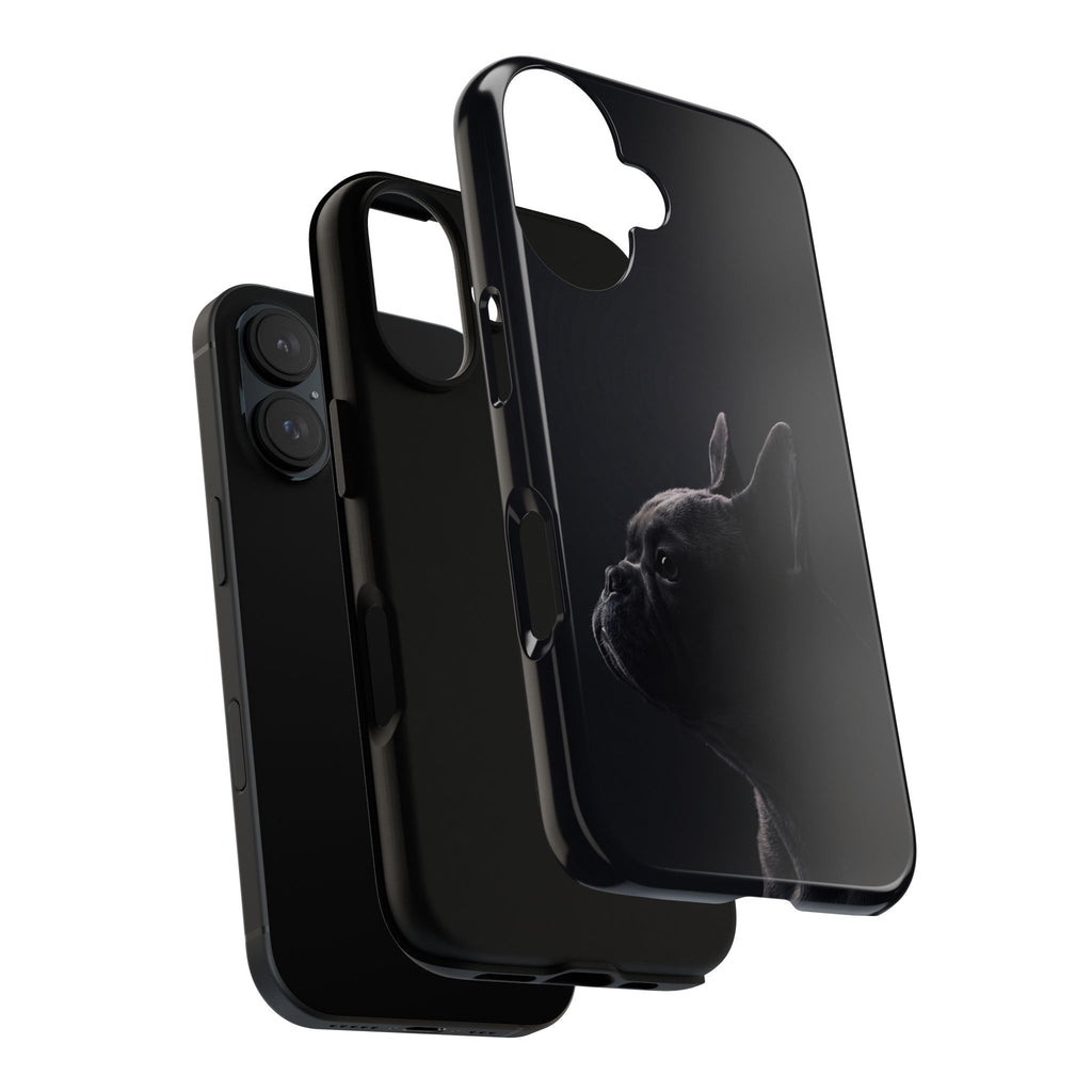 Silhouette French Bulldog Phone Case | Minimalist Black-on-Black Frenchie Profile | iPhone & Samsung