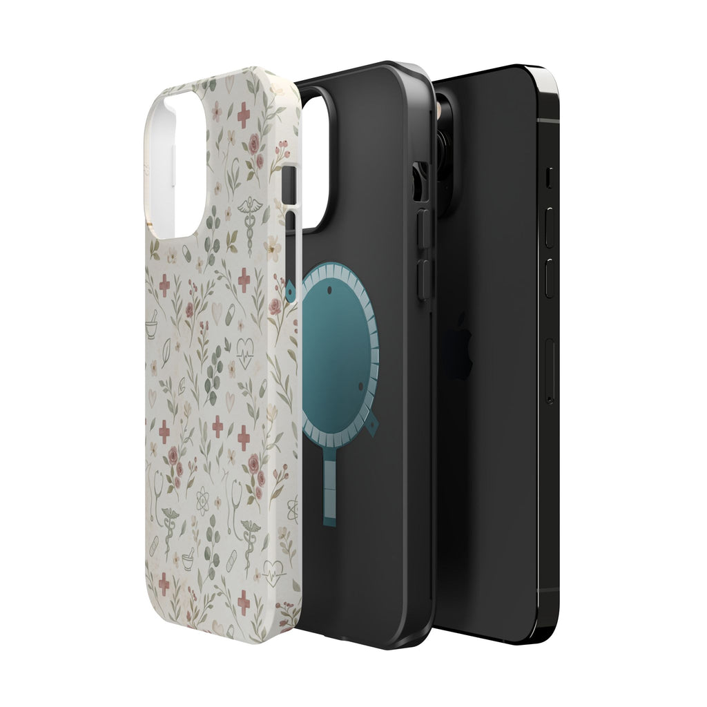 Floral Nurse Phone Case — Impact-Resistant Wireless Charging Cover