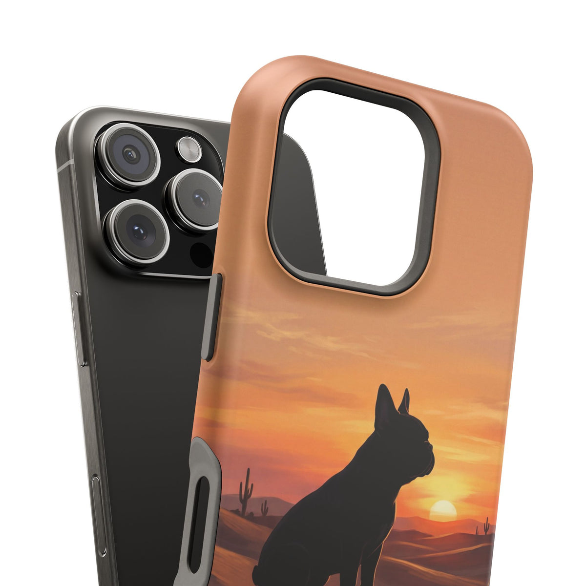 Personalized French Bulldog Desert Sunset Phone Case — Wireless Charging Cover