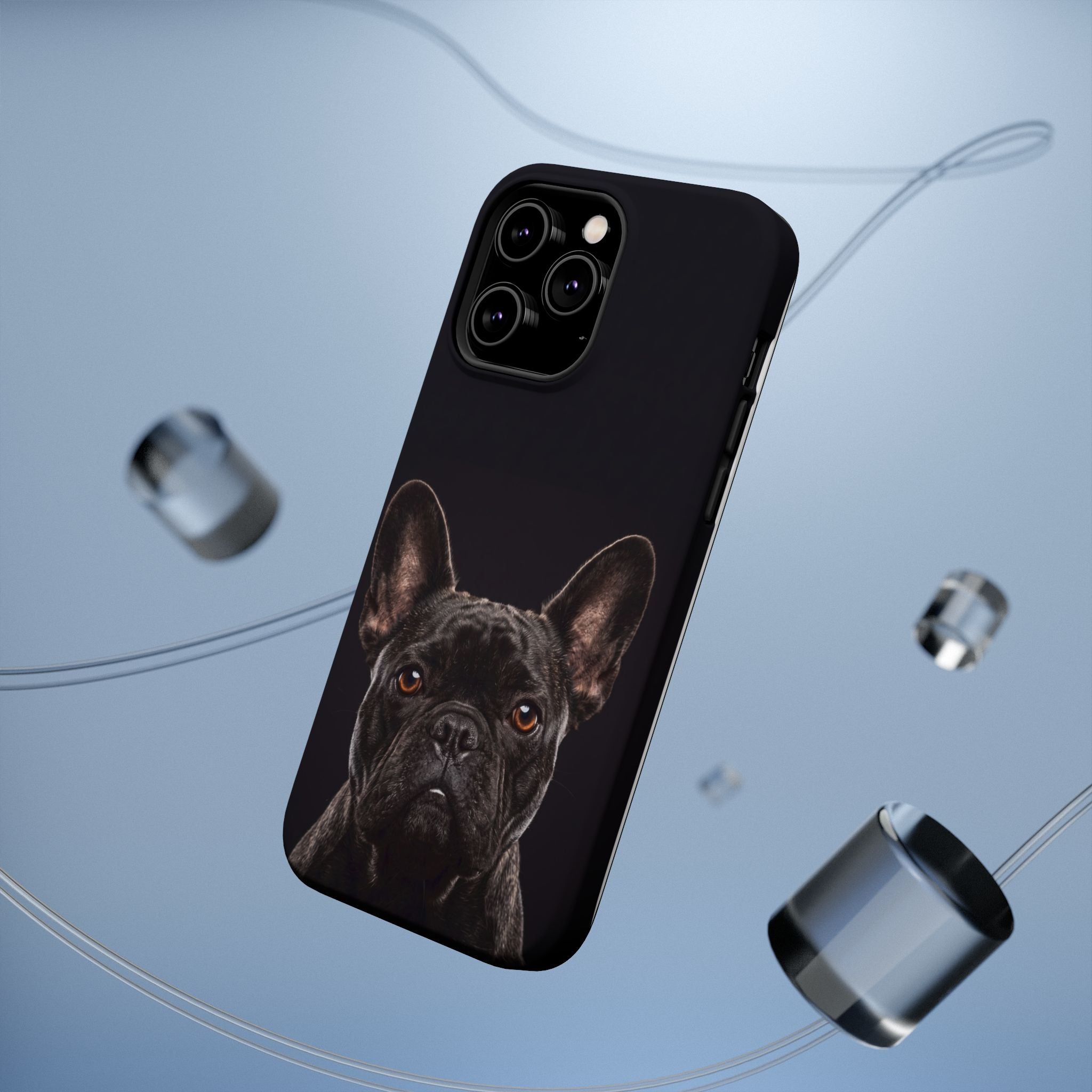 Black French Bulldog Phone Case — Impact-Resistant Wireless Charging Cover