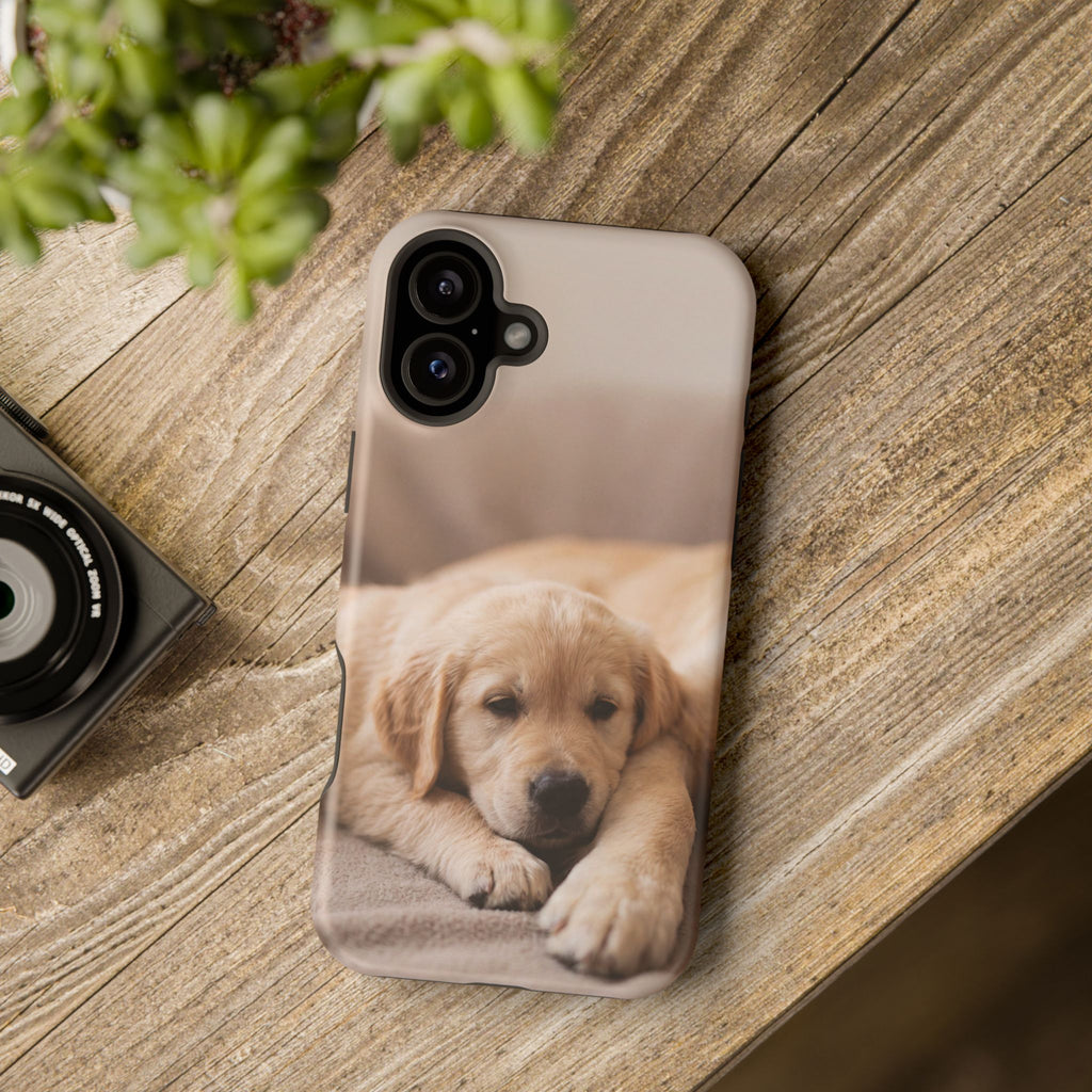 Golden Retriever Puppy Phone Case — Impact-Resistant Wireless Charging Cover
