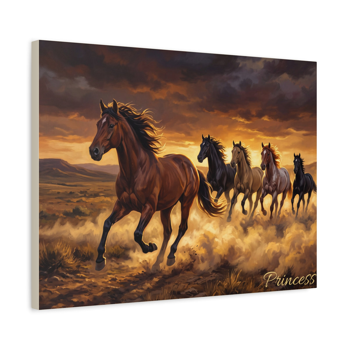 Horse Personalized Canvas | Wild Mustang Stampede Wall Art