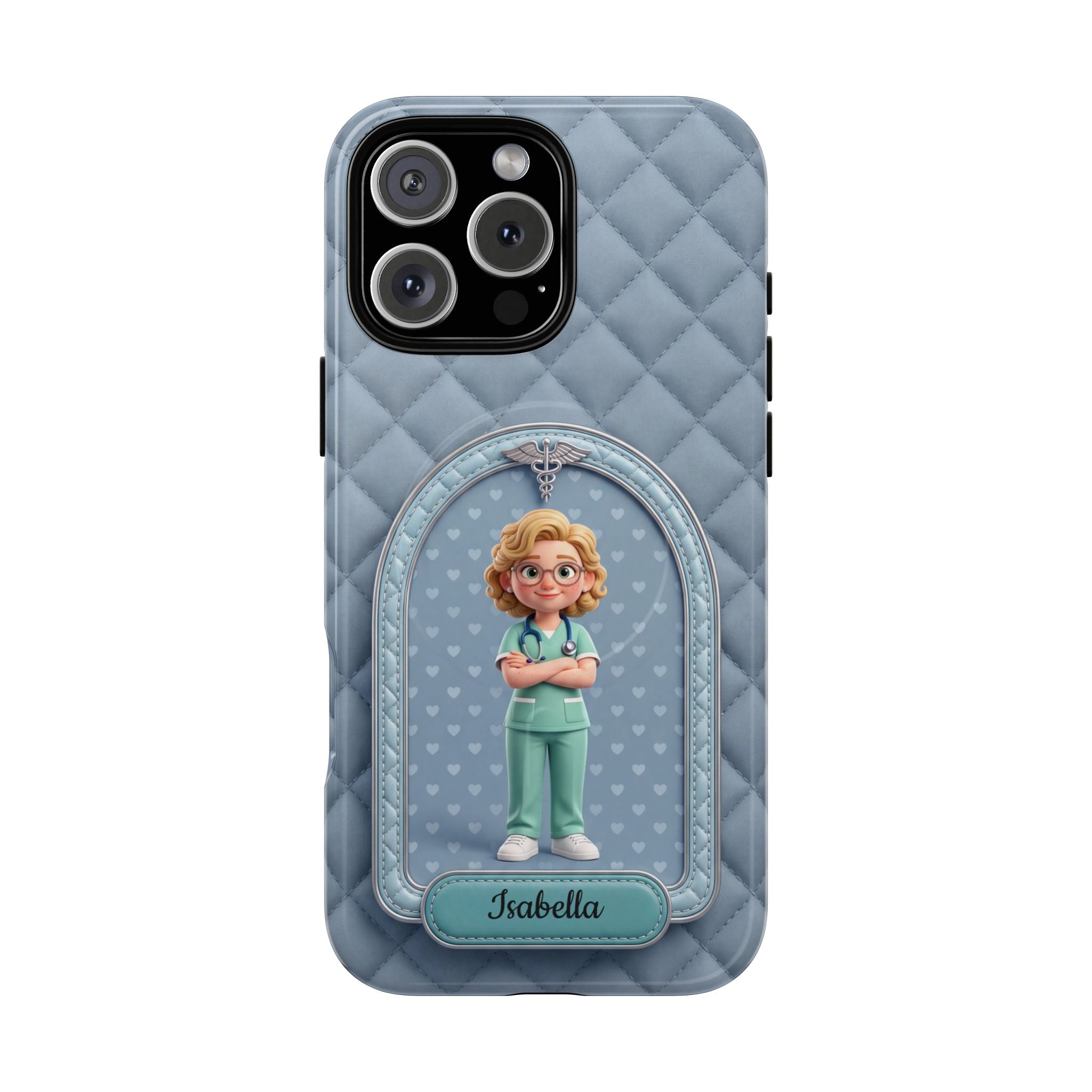 Personalized Nurse Phone Case | Quilted Badge Design, Custom Name iPhone Case