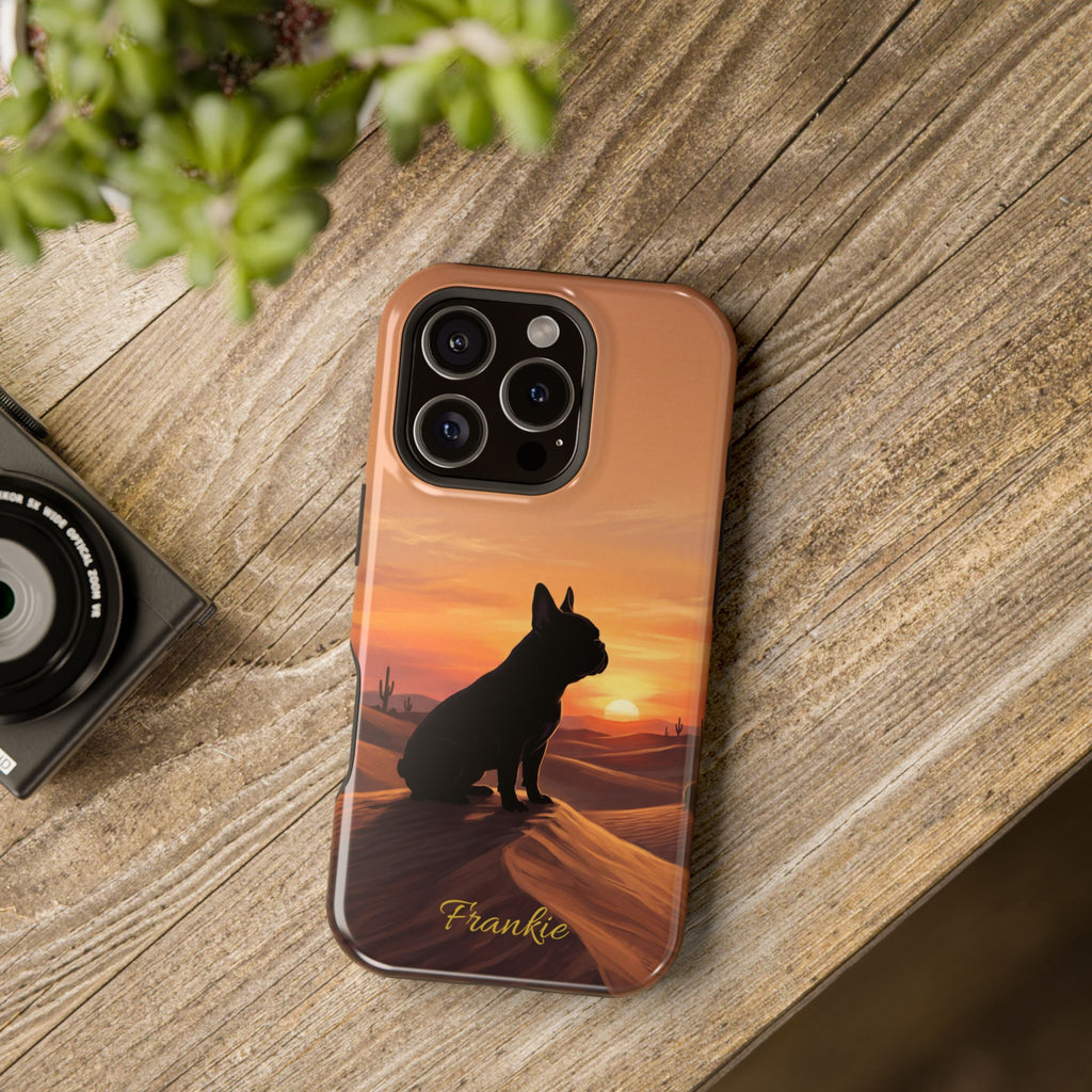 Personalized French Bulldog Desert Sunset Phone Case — Wireless Charging Cover