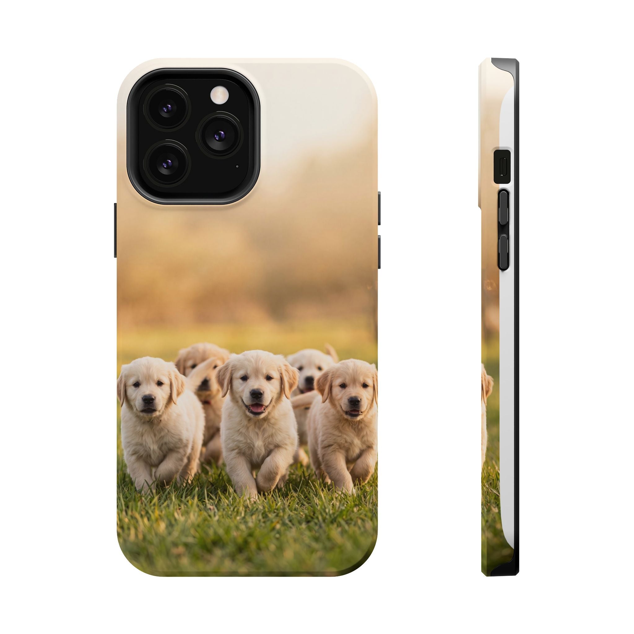 Golden Retriever Puppies Phone Case — Impact-Resistant Wireless Charging Cover