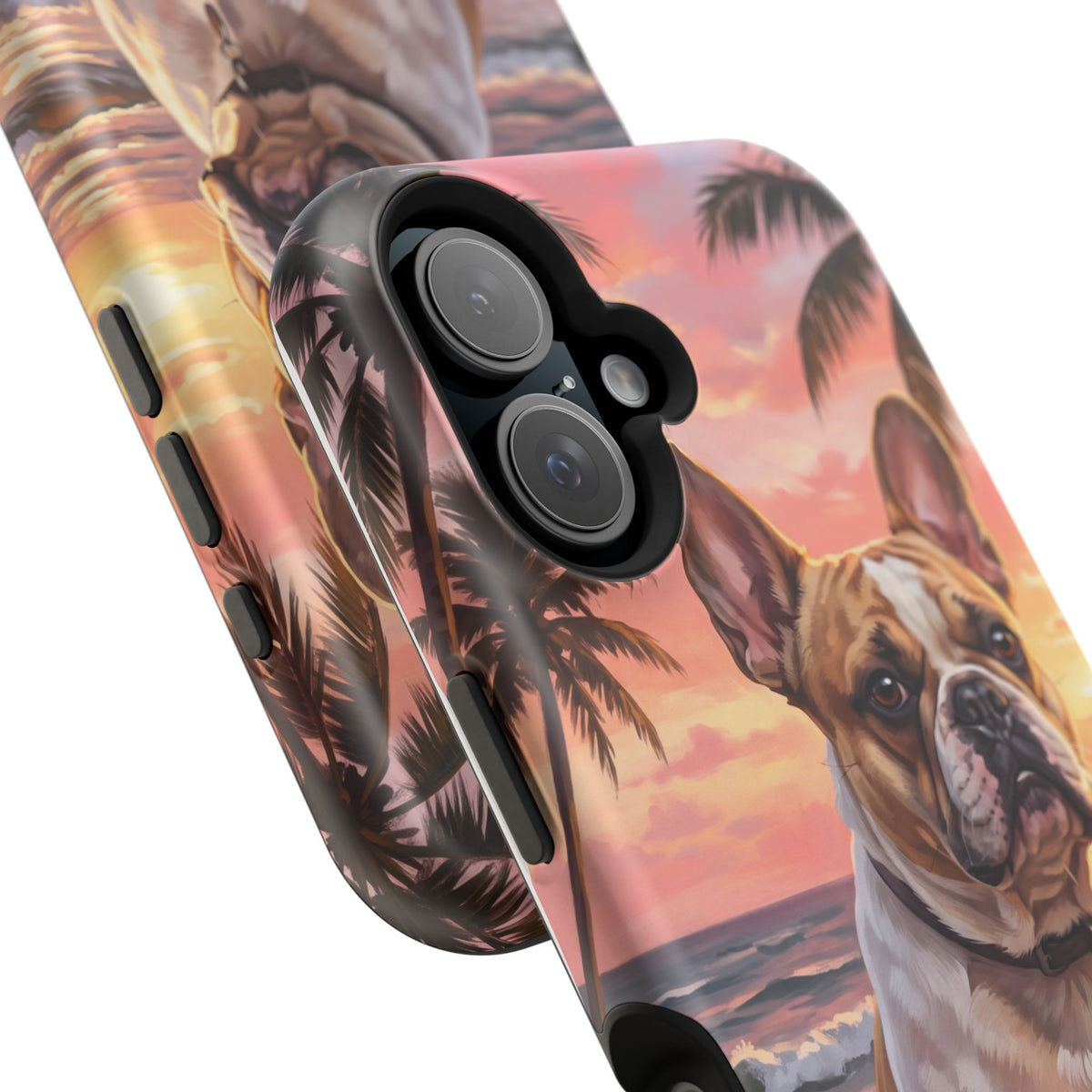 Personalized French Bulldog Beach Portrait Phone Case — Wireless Charging Cover