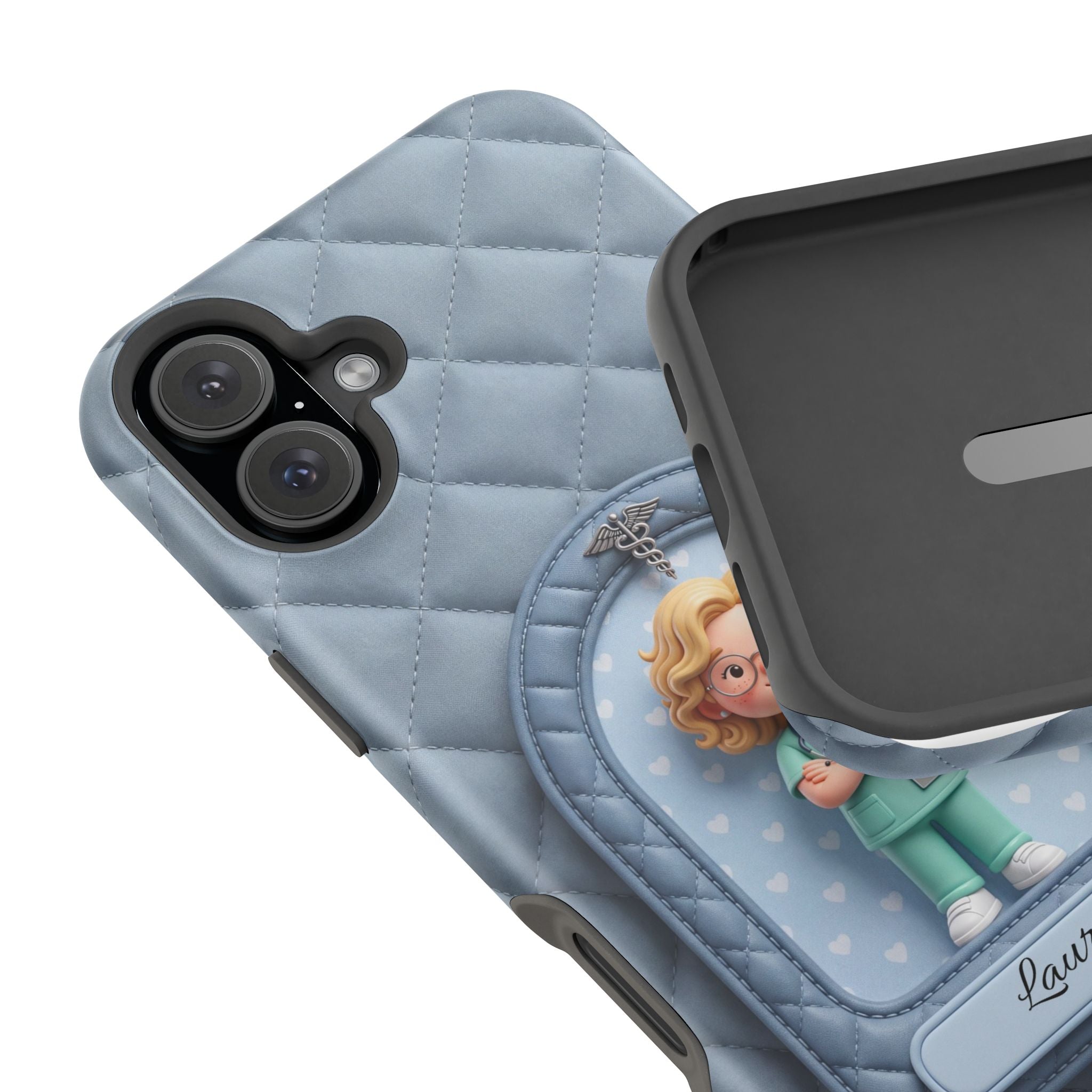 Personalized Quilted Nurse Phone Case — Wireless Charging Cover