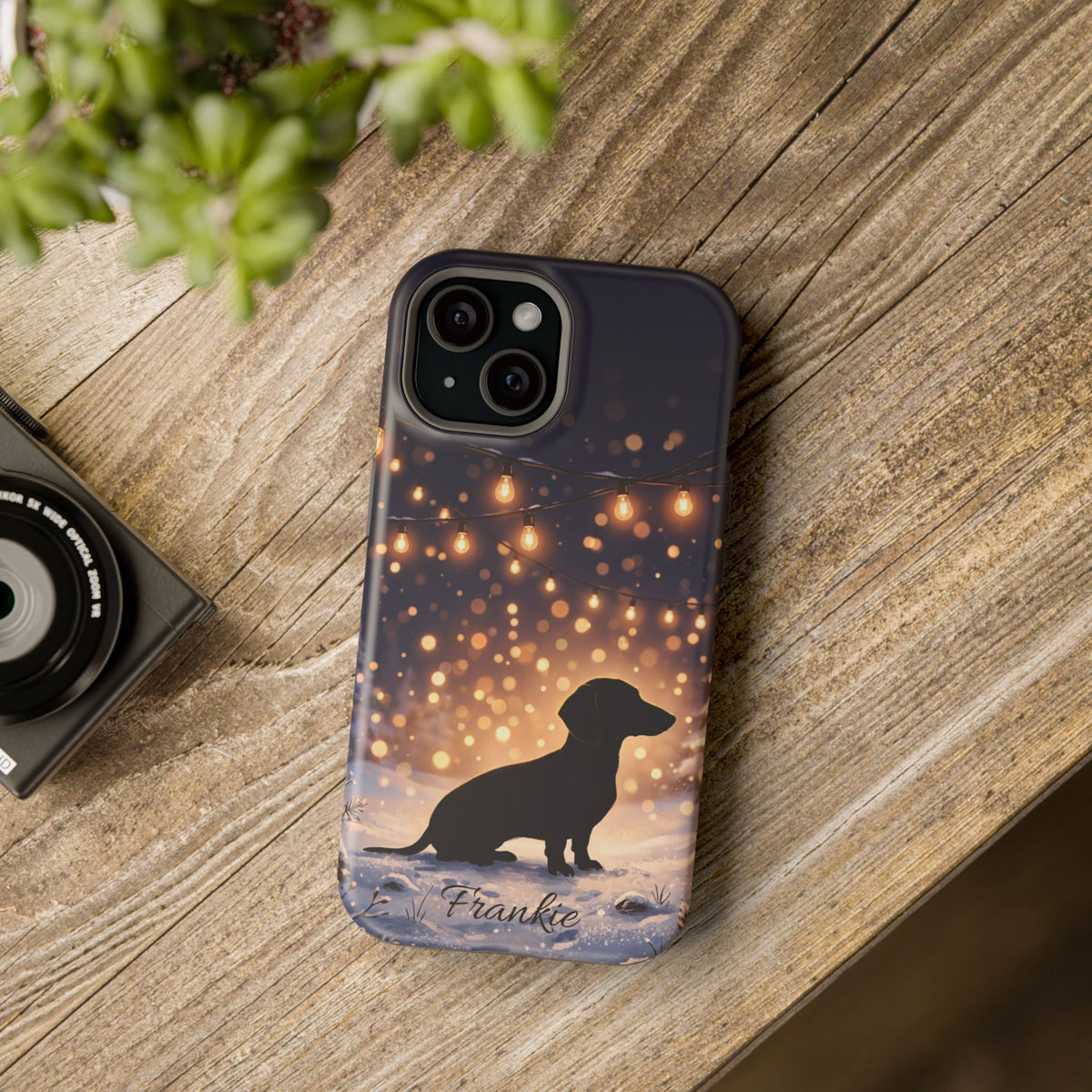 Personalized Dachshund Golden Sparks Phone Case — Wireless Charging Cover