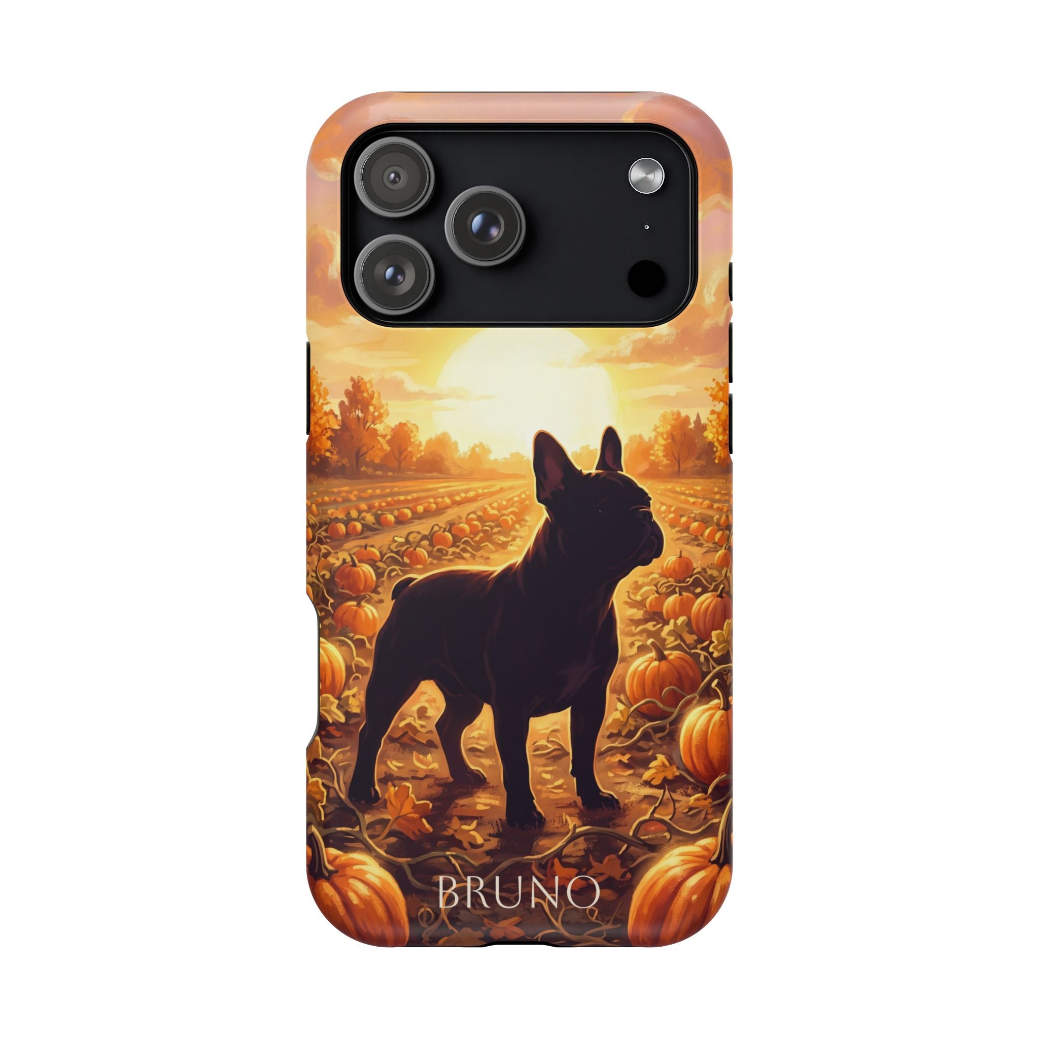 Personalized French Bulldog Pumpkin Patch Phone Case — Wireless Charging Cover