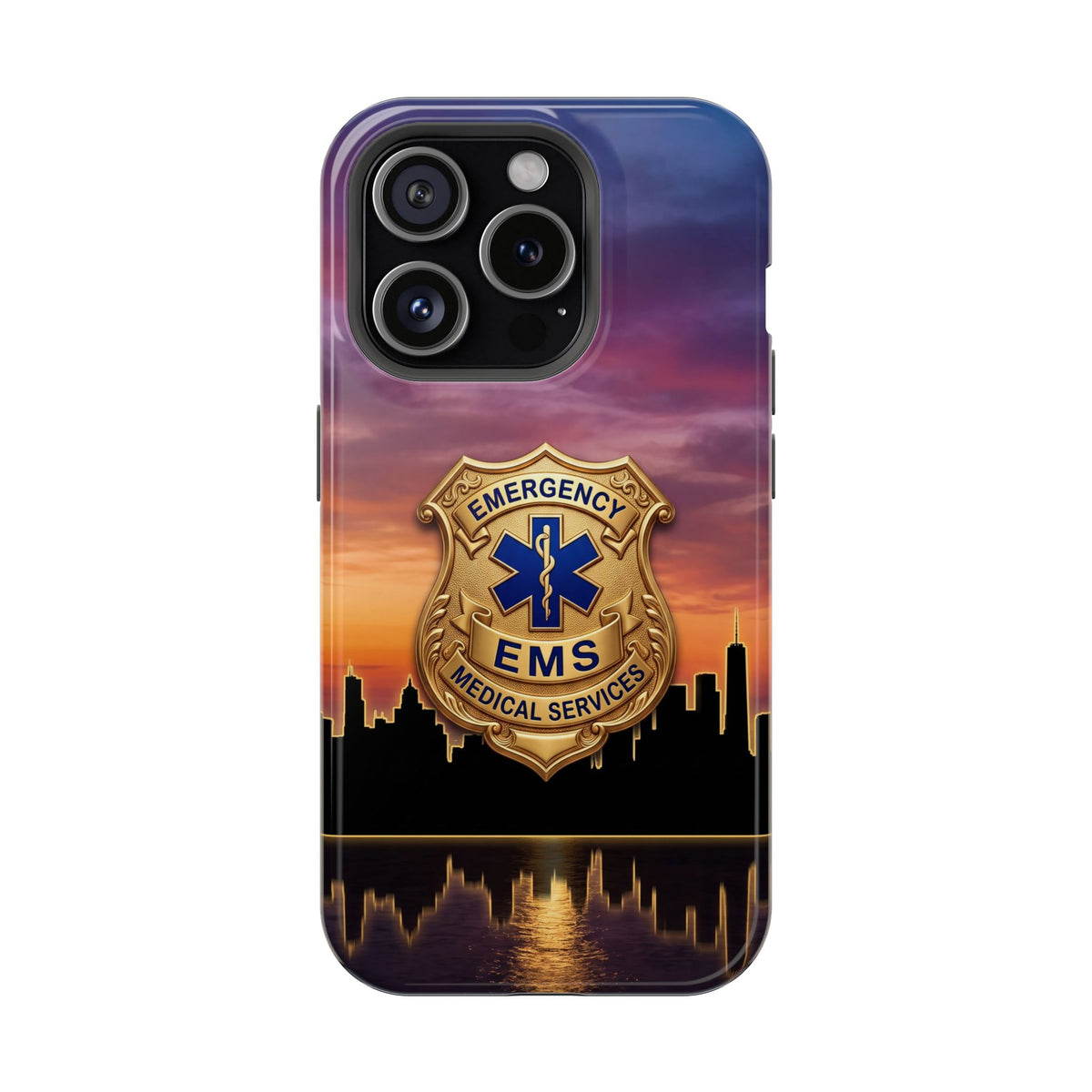 EMS Badge Sunset Skyline Phone Case — Magnetic Wireless Charging Cover