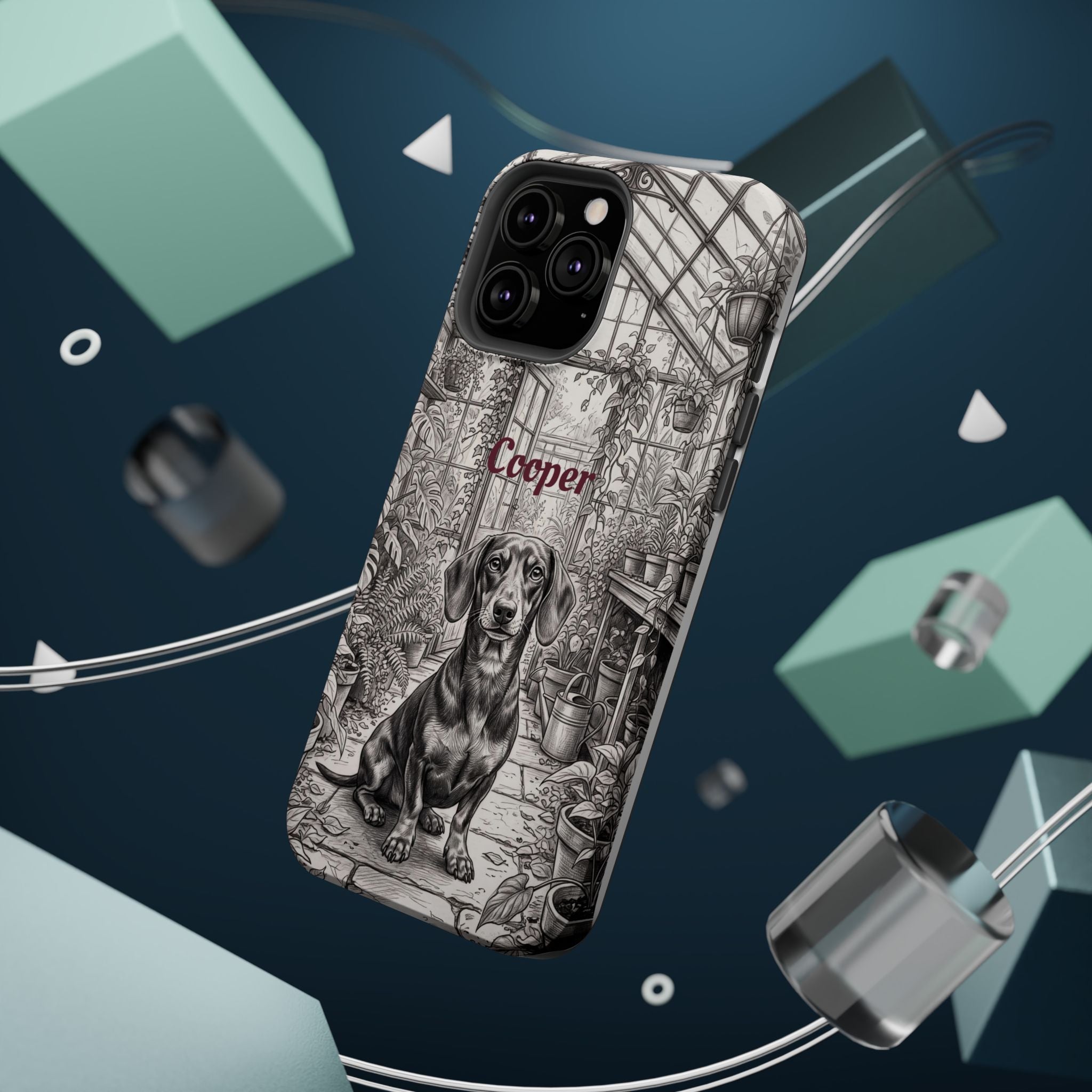Personalized Dachshund Vintage Greenhouse Phone Case — Wireless Charging Cover