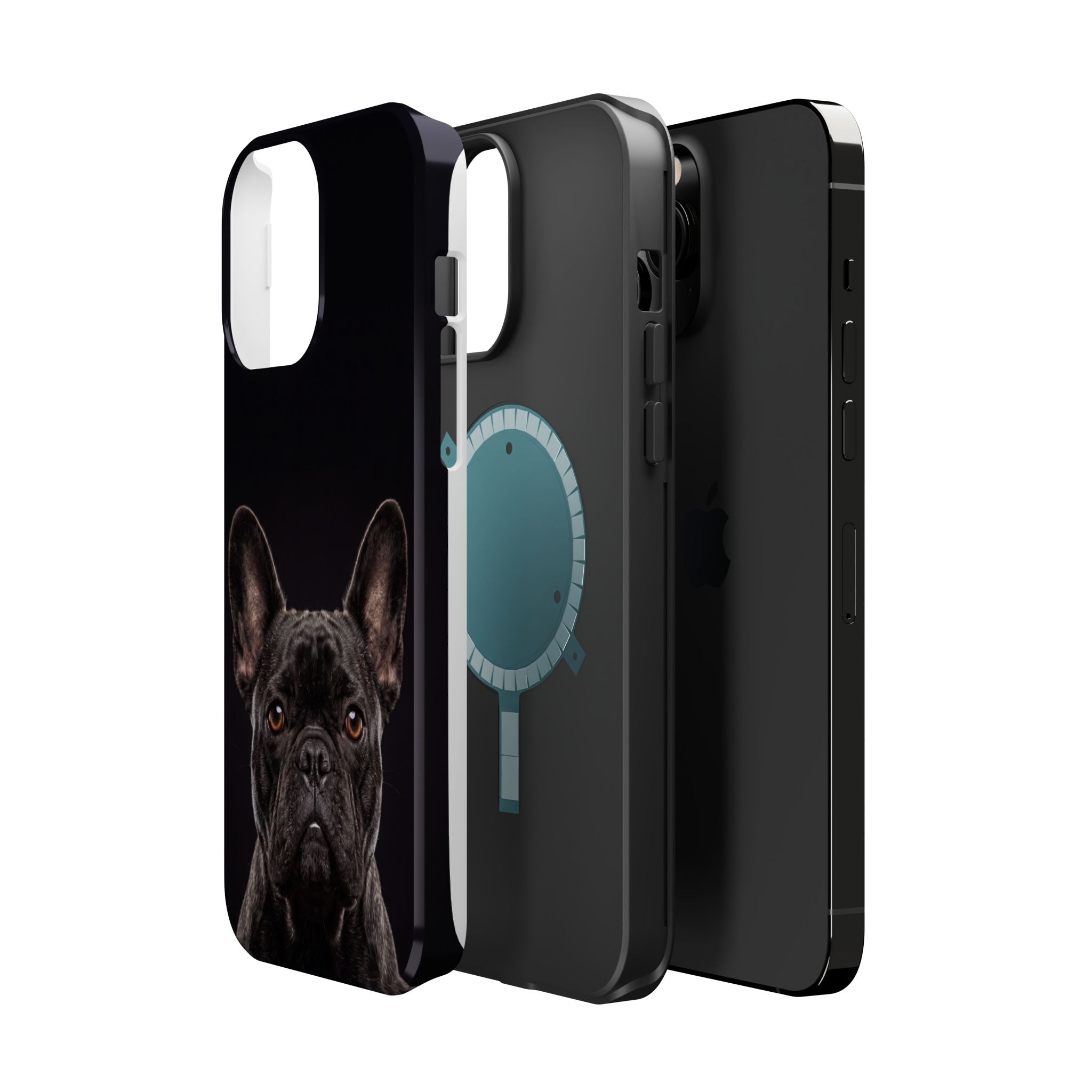 Black French Bulldog Phone Case — Impact-Resistant Wireless Charging Cover