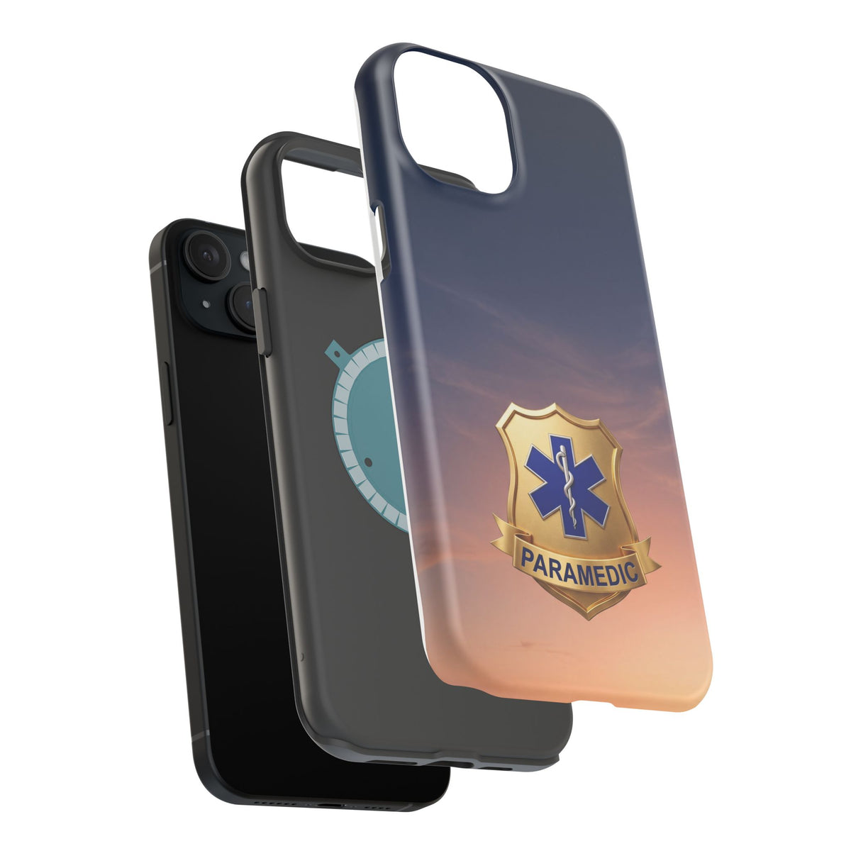 Gold Paramedic Badge Sunset Sky Phone Case — Magnetic Wireless Charging Cover