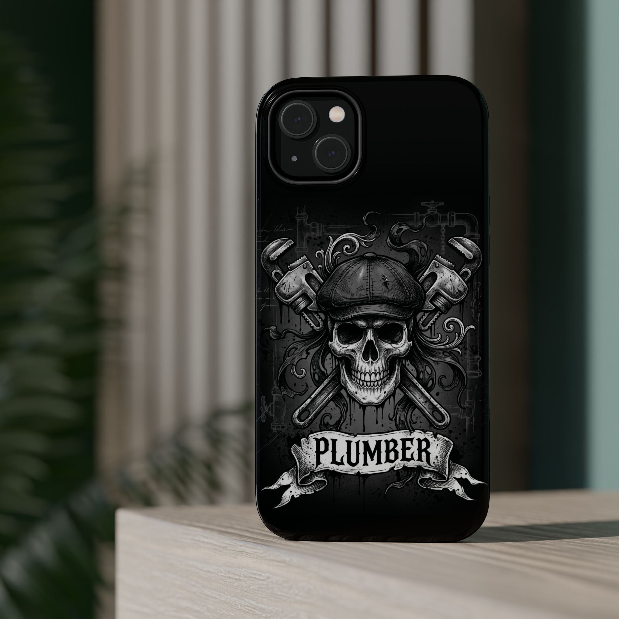 Skull & Wrenches Plumber Phone Case — Wireless Charging Cover