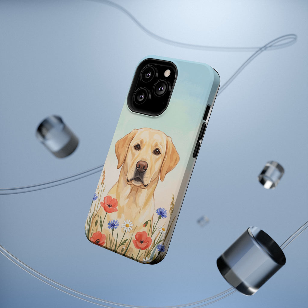 Labrador Wildflower Painting Phone Case — Tough Magnetic Case with Wireless Charging