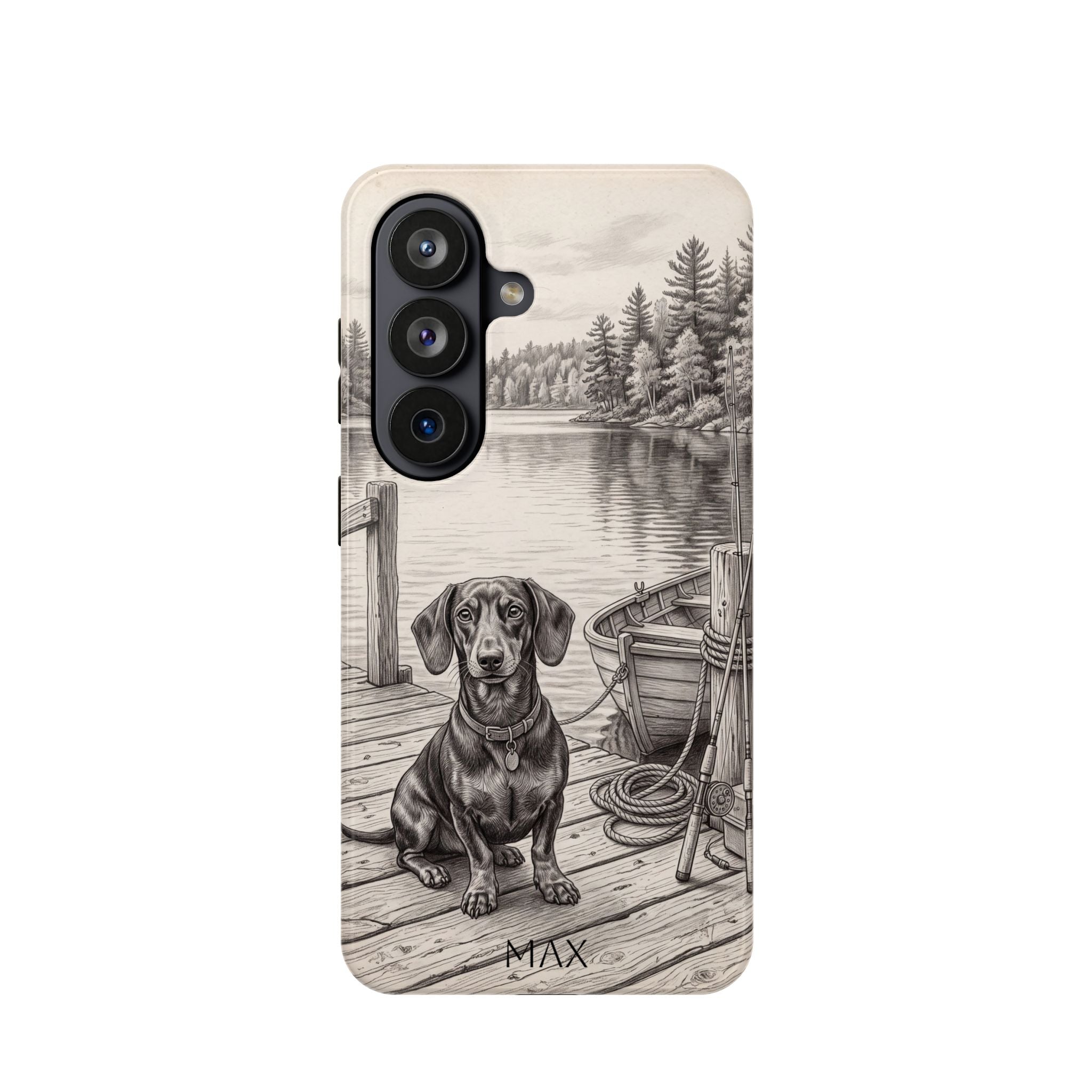 Personalized Dachshund Sunset Beach Phone Case — Wireless Charging Cover