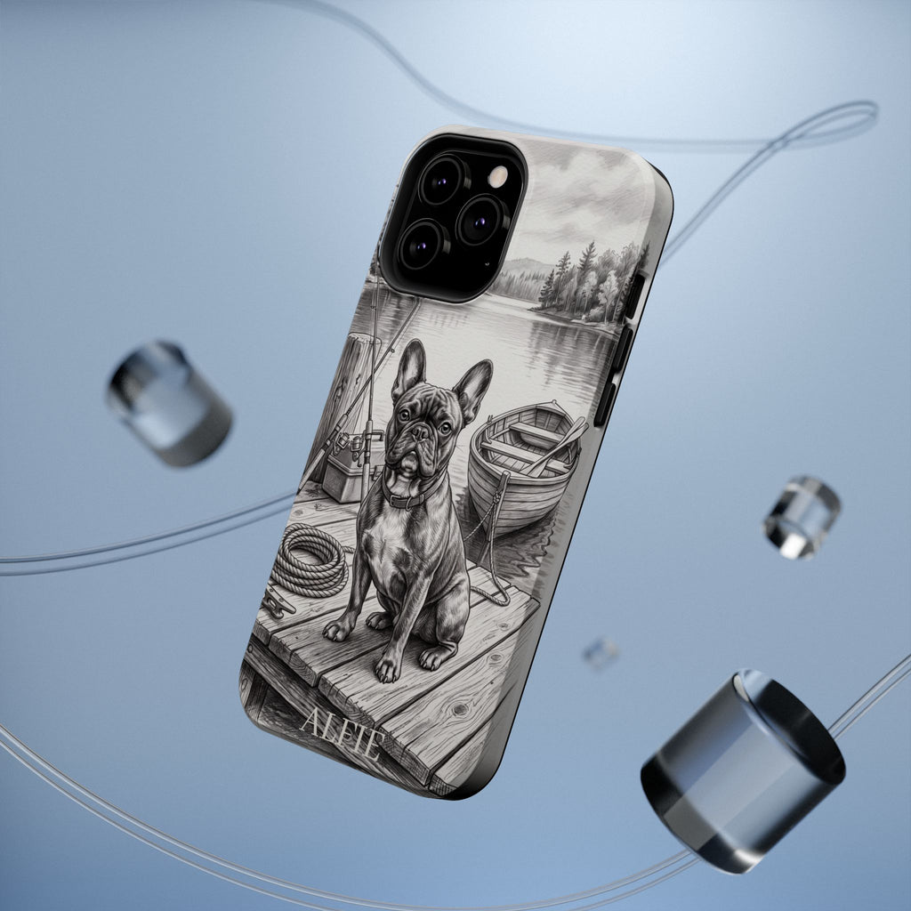 Personalized French Bulldog Lakeside Dock Phone Case — Wireless Charging Cover