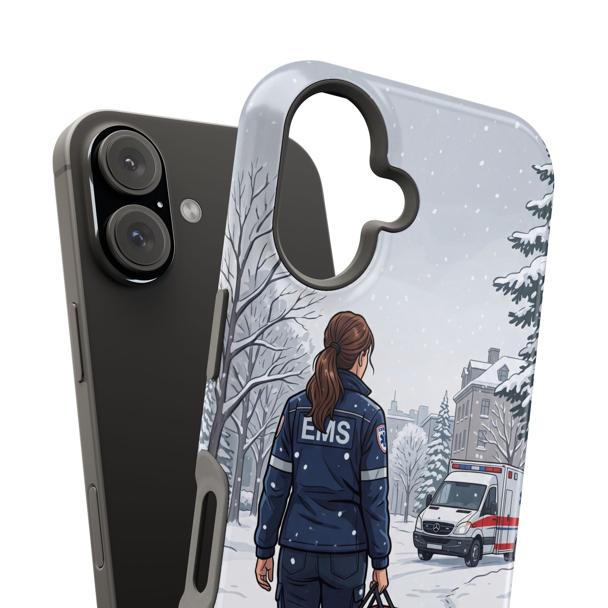 Paramedic/EMT Winter Phone Case — Magnetic Wireless Charging Cover