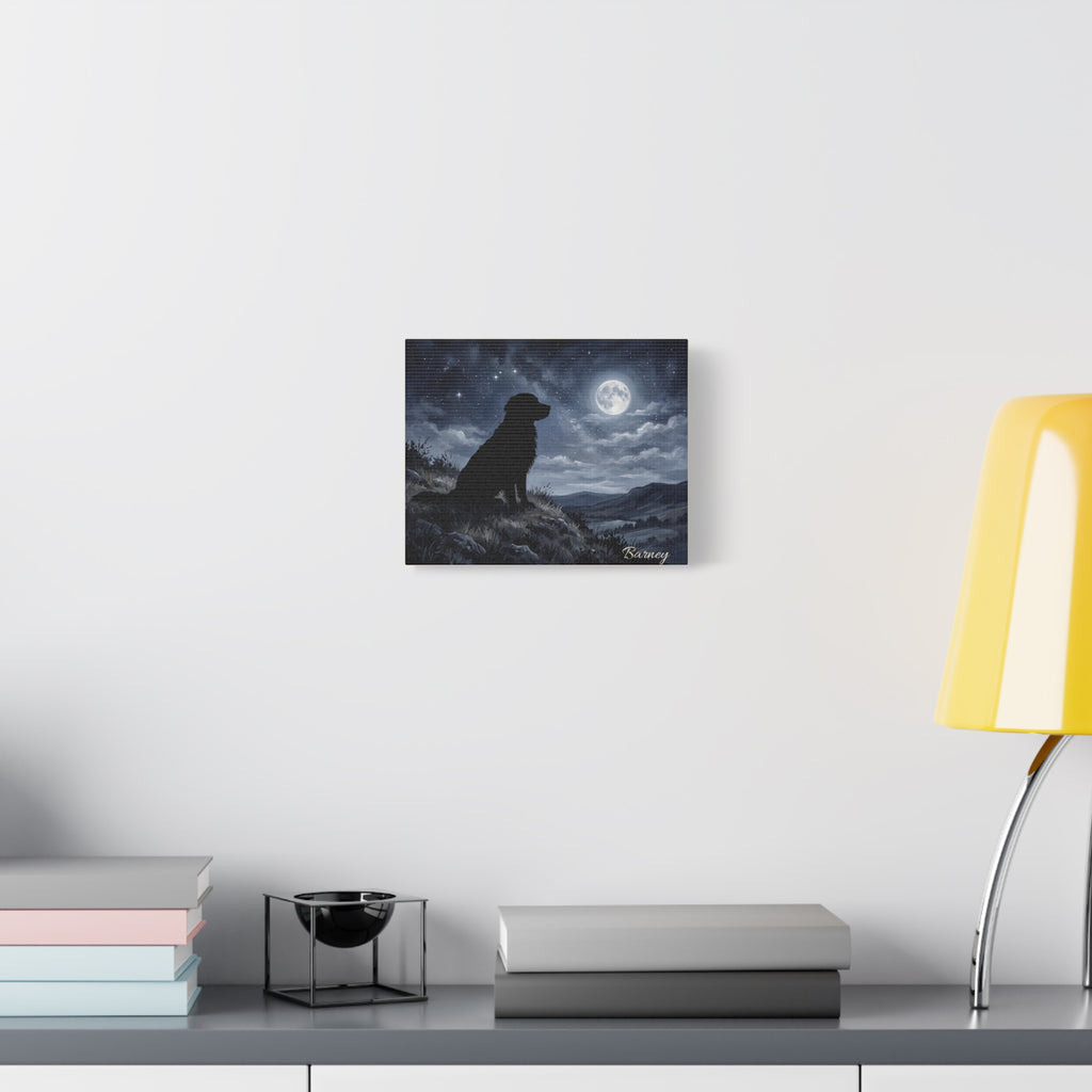 Golden Retriever Silhouette Personalized Canvas | Moonlit Night Wall Art