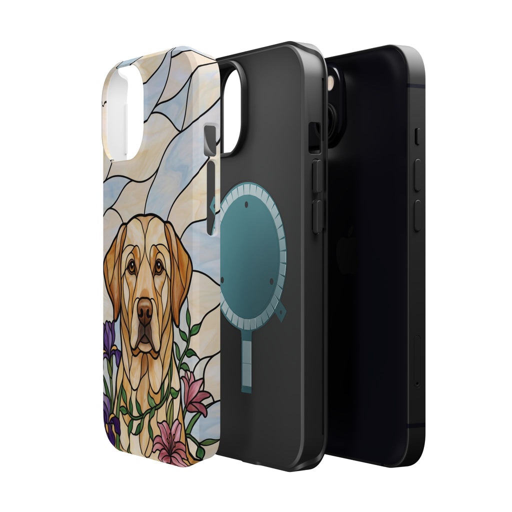 Floral Stained Glass Labrador Phone Case — Tough Magnetic Case with Wireless Charging