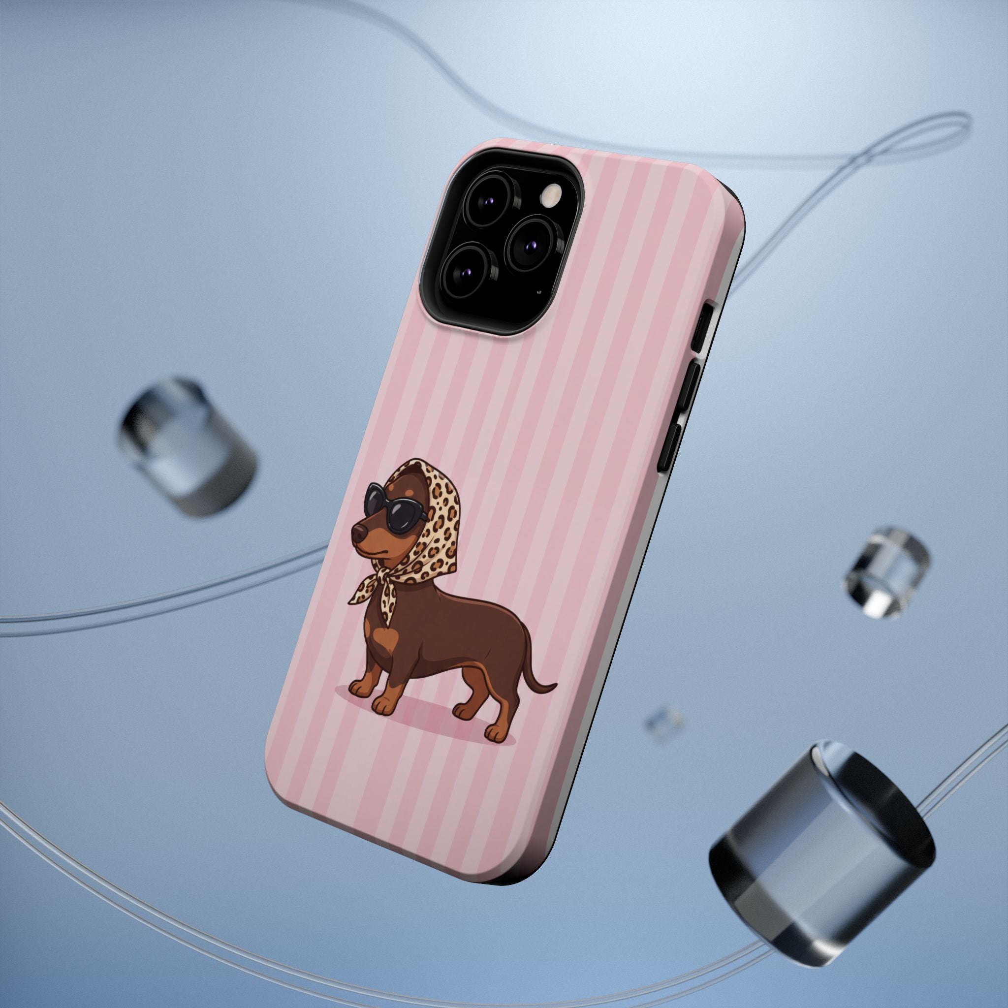 Preppy Dachshund Phone Case — Impact-Resistant Wireless Charging Cover