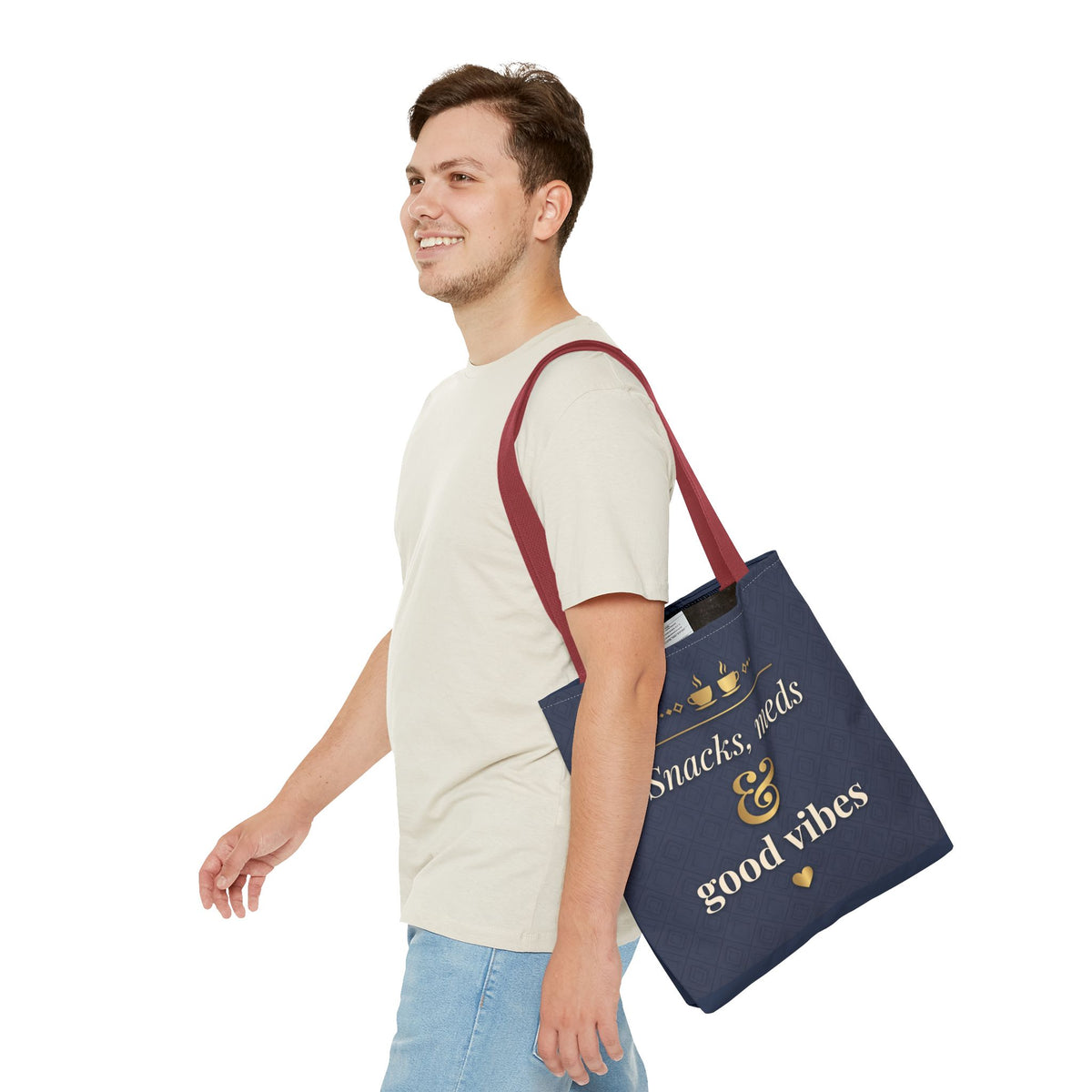 Snacks Meds & Good Vibes Tote | Funny Nurse Gift Tote Bag | Healthcare Worker Humour Gift | Premium Polyester Carry-All