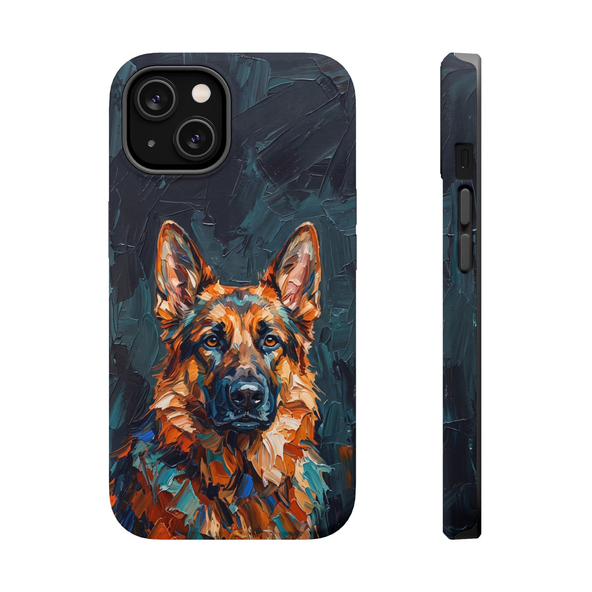 German Shepherd Phone Case | Palette Knife Painting Art — Tough Magnetic Case with Wireless Charging