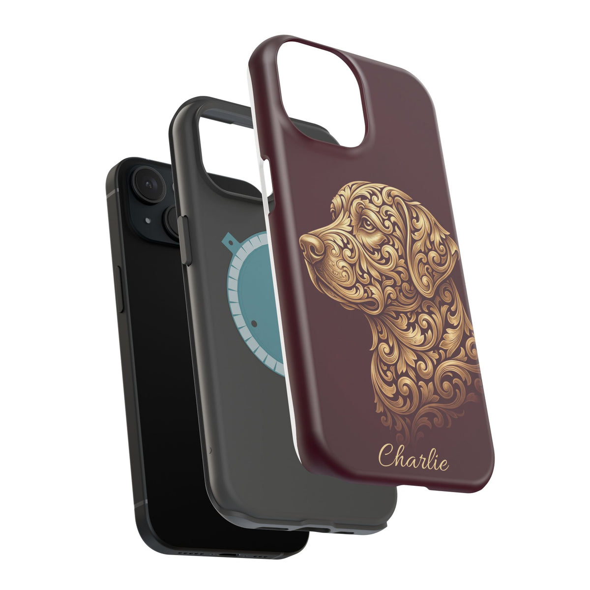 Personalized Gold Filigree Labrador Phone Case — Tough Magnetic Case with Wireless Charging