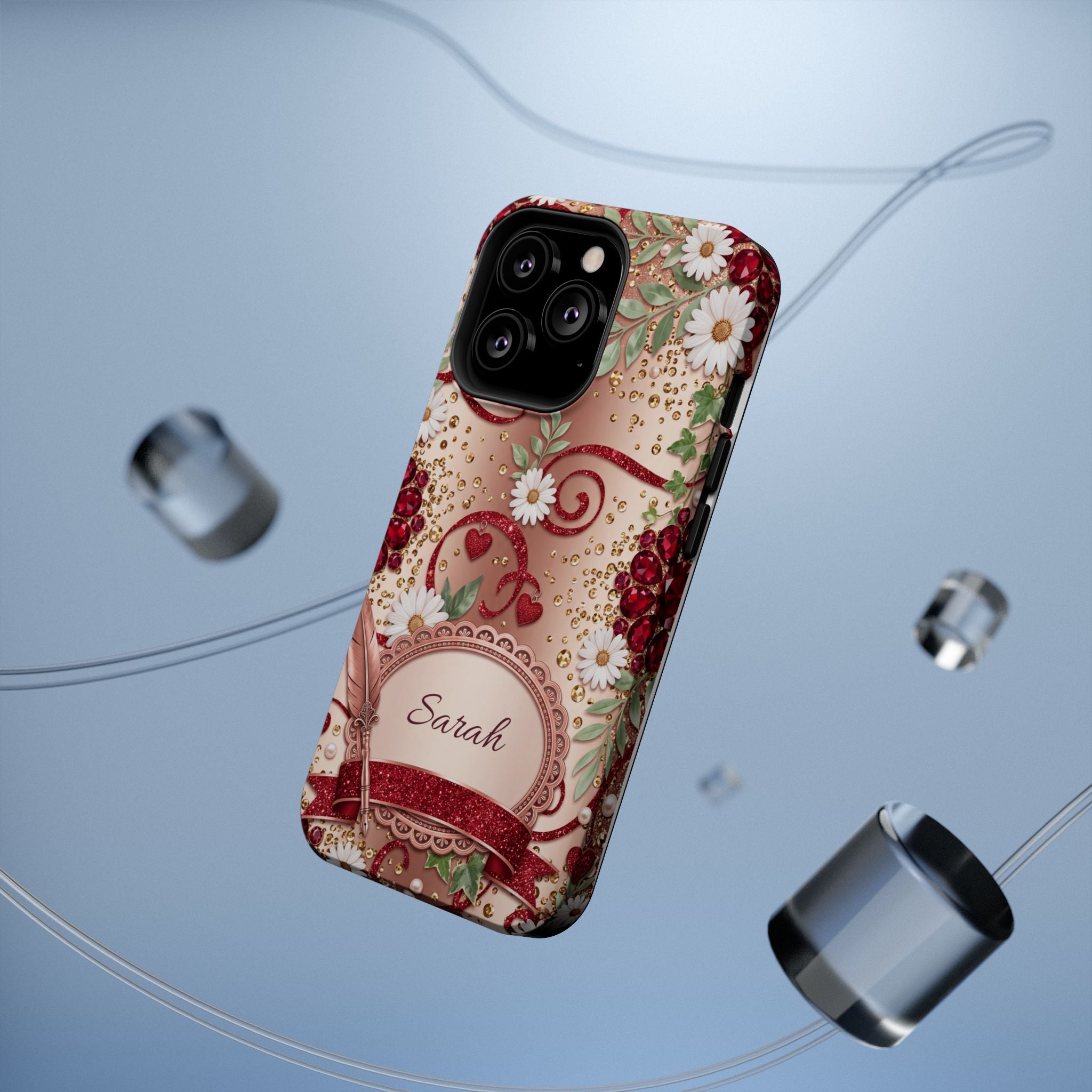 Personalized Vintage Floral Teacher Phone Case — Wireless Charging Cover