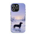 Personalized Dachshund Winter Snow Phone Case — Wireless Charging Cover