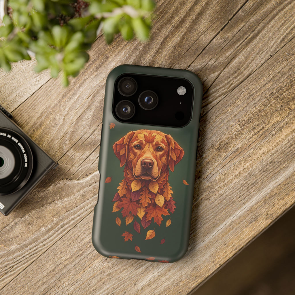 Autumn Leaves Labrador Phone Case — Tough Magnetic Case with Wireless Charging