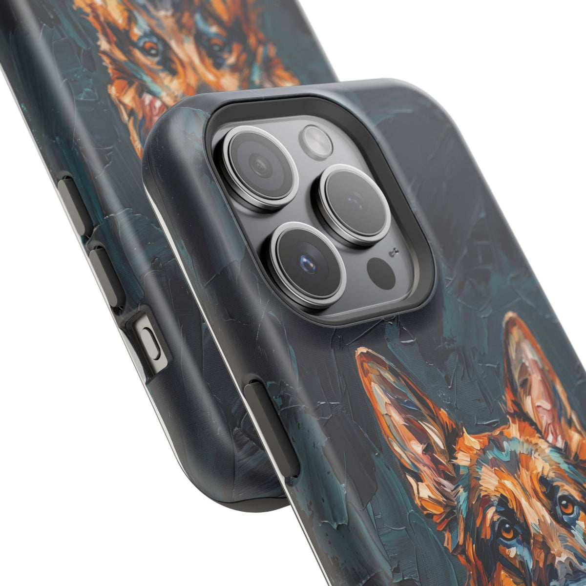 German Shepherd Phone Case | Palette Knife Painting Art — Tough Magnetic Case with Wireless Charging