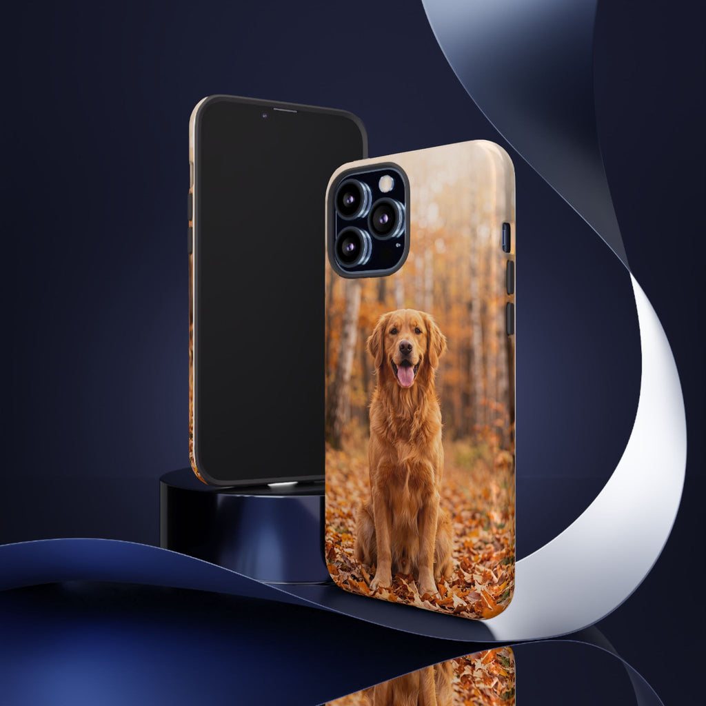Golden Retriever Autumn Forest Phone Case | Happy Dog in Fall Foliage | Samsung & iPhone