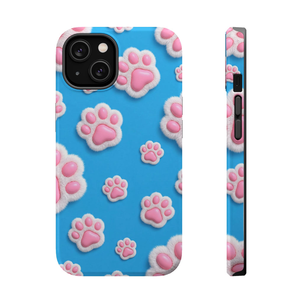 Fluffy Paw Print Phone Case | Cute 3D Pink Paw Pattern Case for Dog & Cat Lovers | iPhone & Samsung