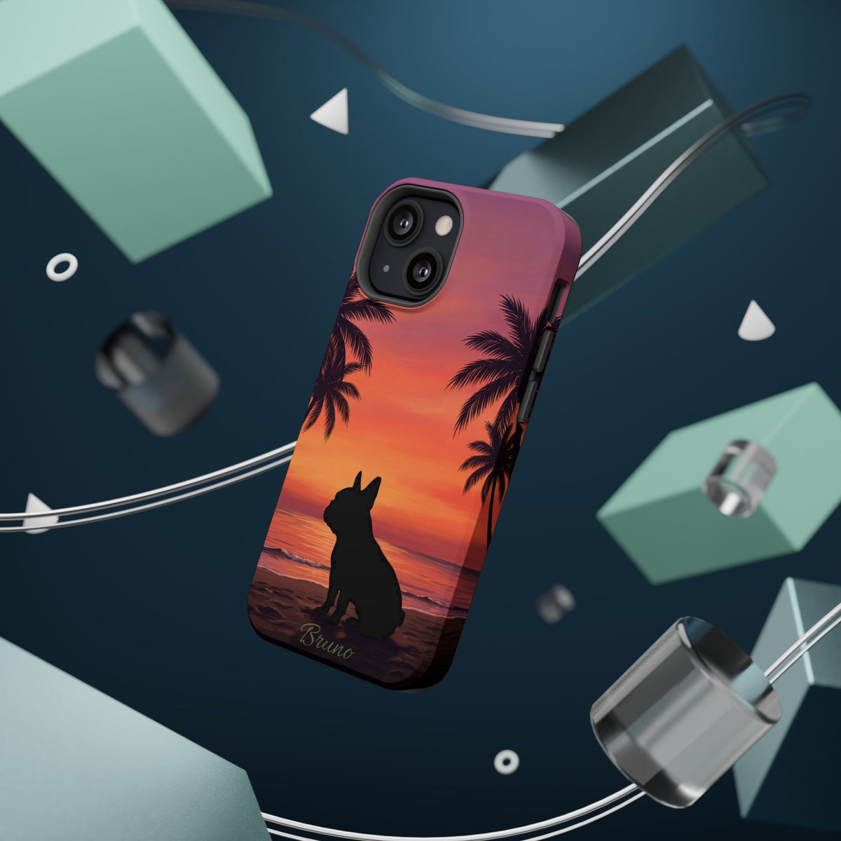 Personalized French Bulldog Tropical Beach Phone Case — Wireless Charging Cover